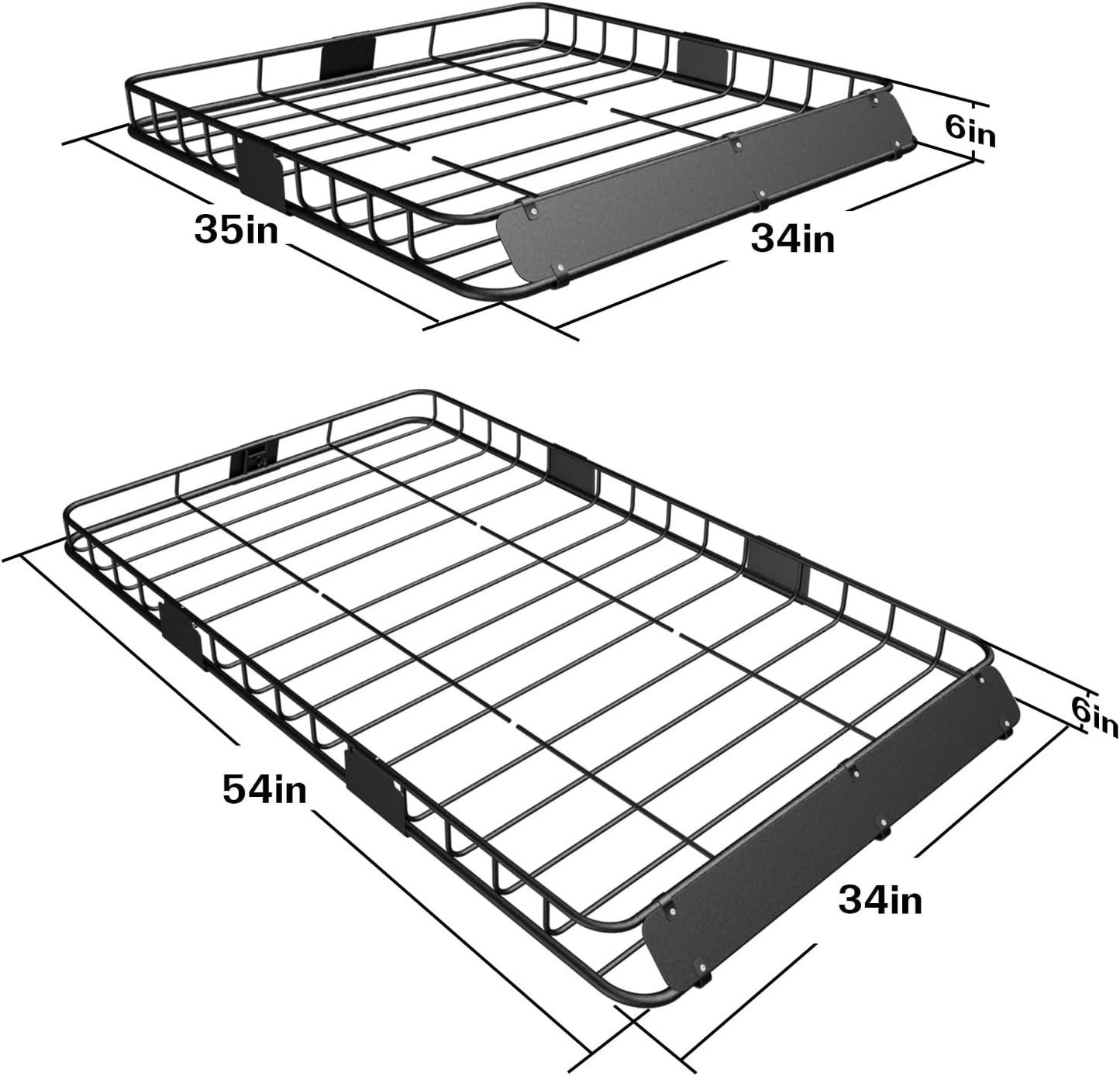 WEIZE Roof Rack Carrier Basket Universal Rooftop 54" x 34" x 6" + Waterproof Bag, Cargo Net with Attachment Hooks, Ratchet Straps for SUV, Truck