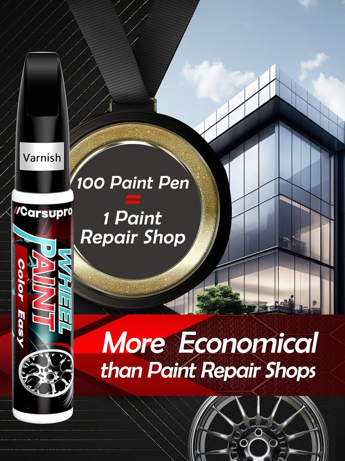 Black Rim Touch Up Paint. Wheel Scratch Repair Pen. Car Rim Paint Pen Quick And Easy Fix Rim Scratches,Rim Paint For Car Wheel Repair (2, Matte Black+Varnish)