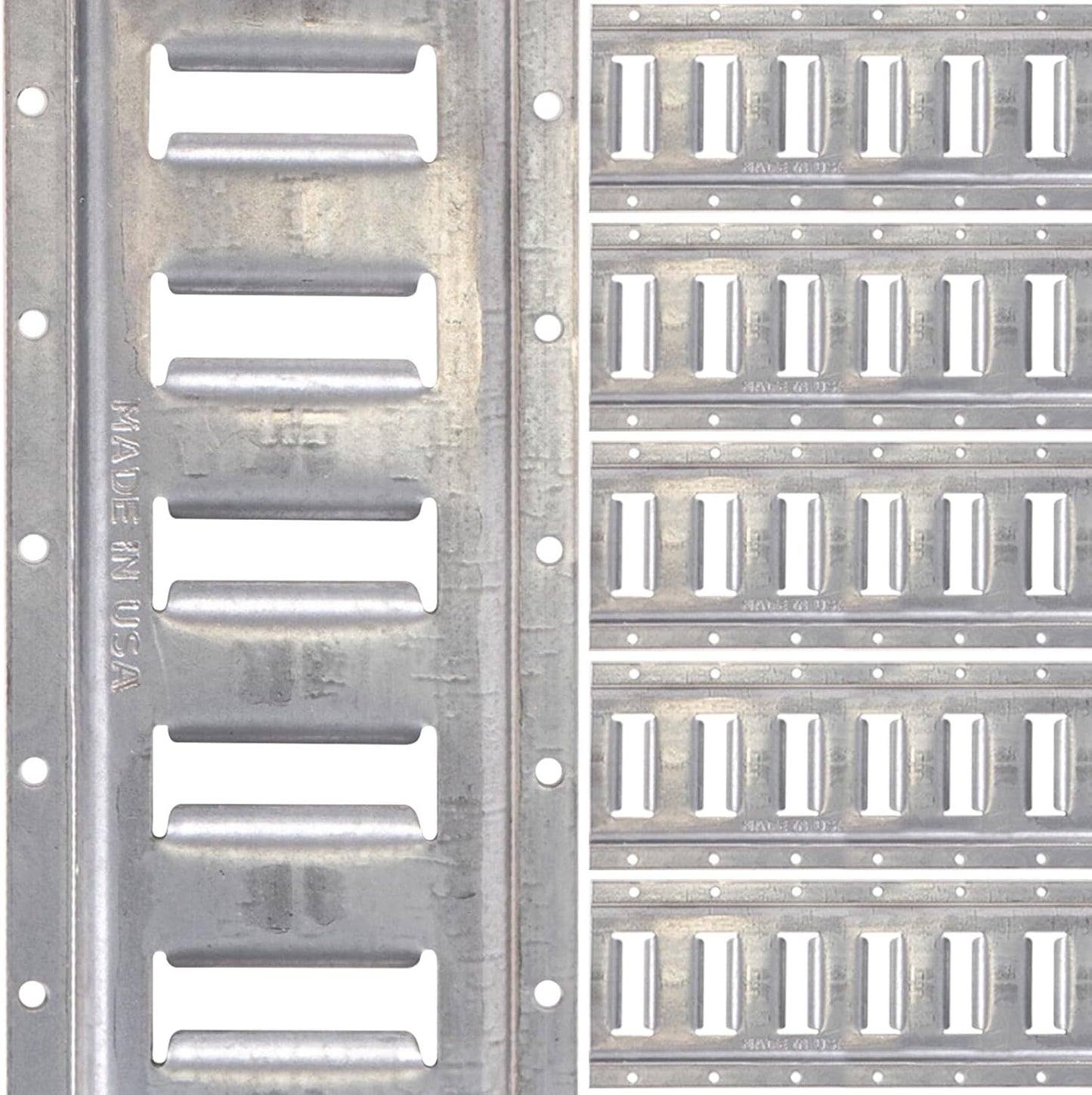 US Cargo Control E Track, Made in USA, 12 Gauge Steel 5 FT Galvanized E Track Rail (6 Pack) Horizontal ETrack Rails for Trailers, Garages, Cargo Vans, 6,000 Pounds Break Strength Per E-Track Slot