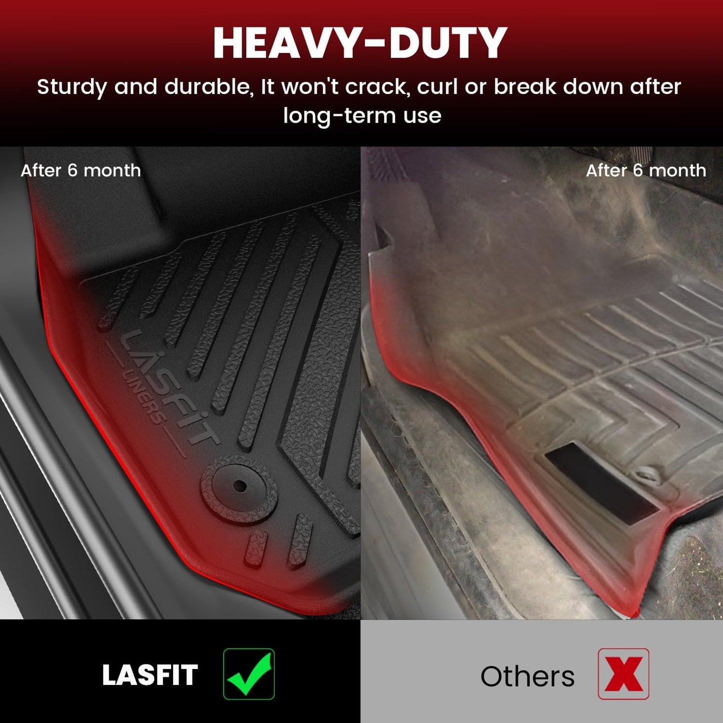 LASFIT Floor Mats & Trunk Mat for Honda Civic & Civic Si 2012 2013 2014 2015 (Fit Sedan, Not for Coupe), All Weather TPE Custom Fit Floor Liner, 1st & 2nd Row & Cargo Mat, Black