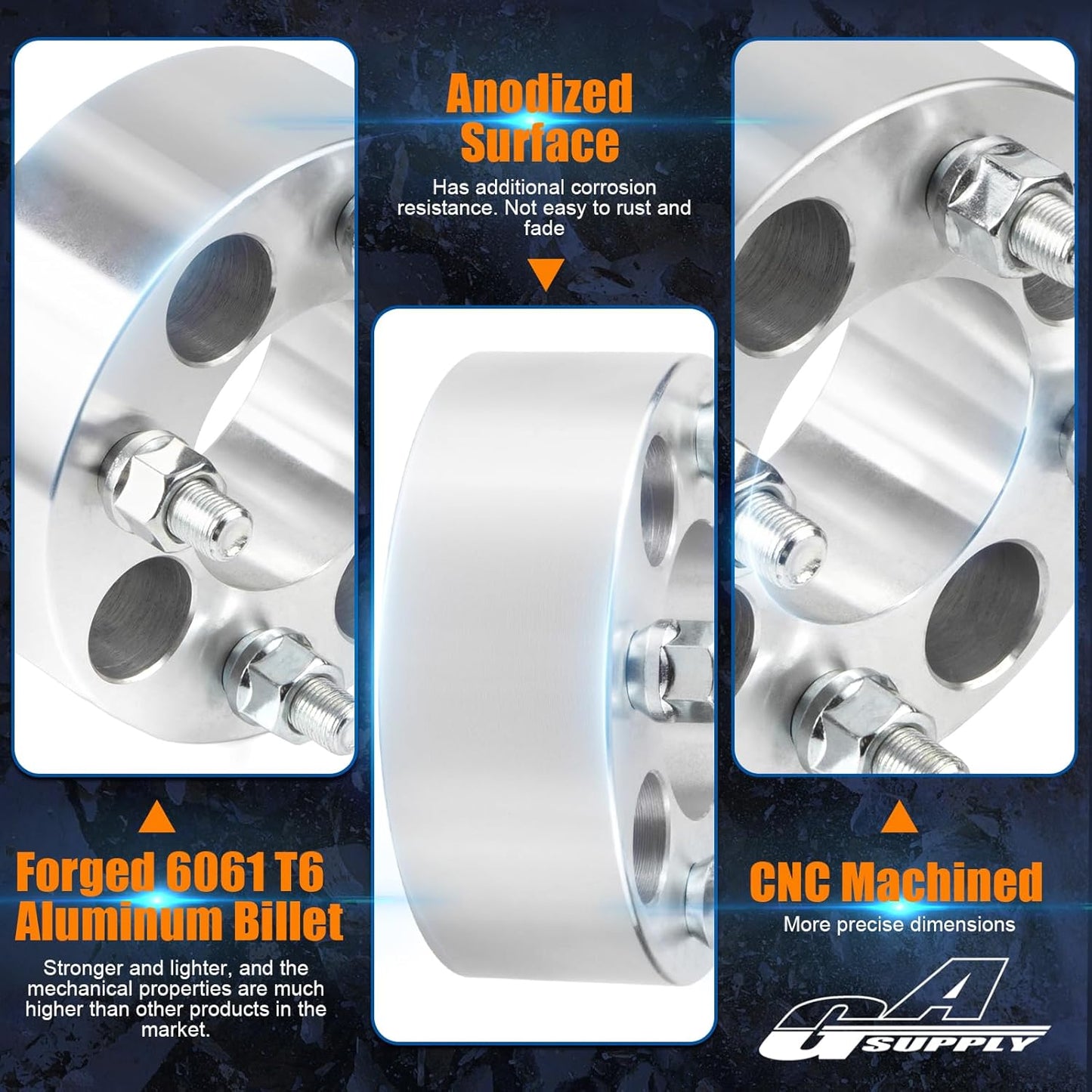 GAsupply 2” 4x4(4X101.6mm) Wheel Spacers Fits for EZ GO EZGO Club Car Golf Carts & ATV, 4x100 to 4x100 Forged ATV Wheel Spacer, 68mm Hub Bore, 1/2"-20 Thread Pitch, 4 Pack (2”, Chrome)