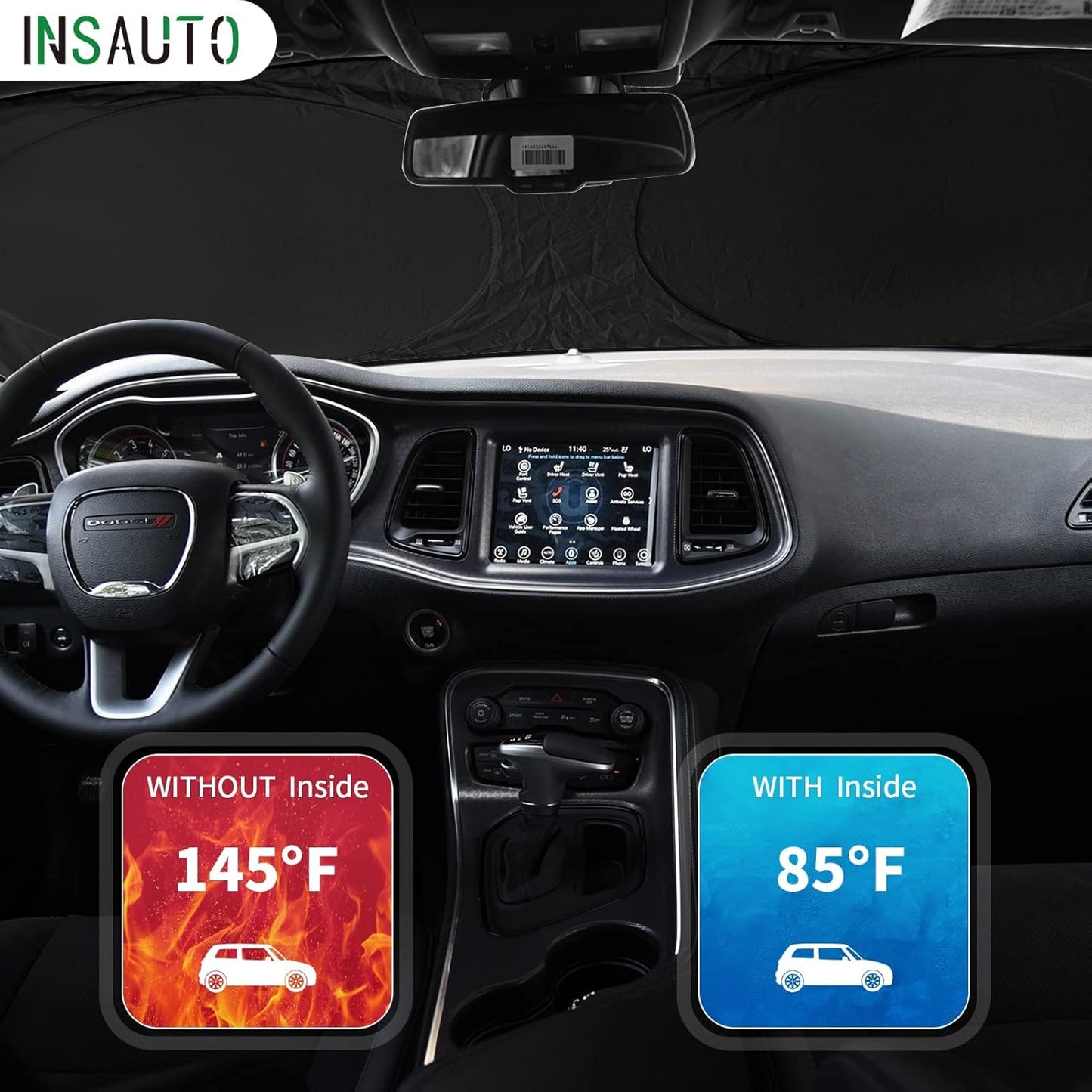 for Dodge Caravan 2006-2024 Front Windshield Sun Shade Sunshade-for Dodge Promaster 2014-2023 Windshield Cover, for Grand Caravan 2022 Reflective Protector Sun Visor Car Accessories(63" X 39.4")