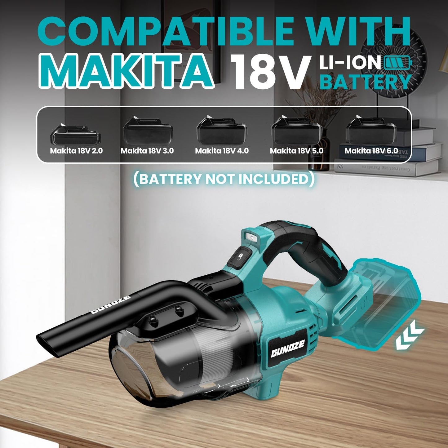 Cordless Vacuum for Makita 18V Battery, 5 in 1 Handheld Electric Vacuum Cleaner with 500W Powerful Motor, 46 CFM Portable with 2 Filtration HEPA for Home, Floor, Carpet, Car (Tool Only)