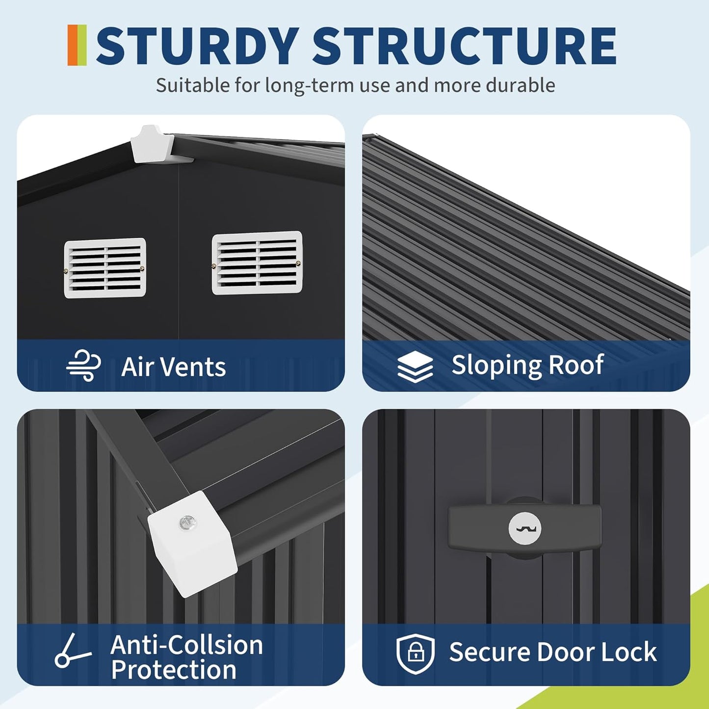 8x10x6.4 FT Outdoor Storage Sheds with Floor, Metal Garden Tool Shed for Backyard, Large Metal Sheds Outdoor Storage With Lockable Doors & Air Vents for Backyard Garden Patio Lawn