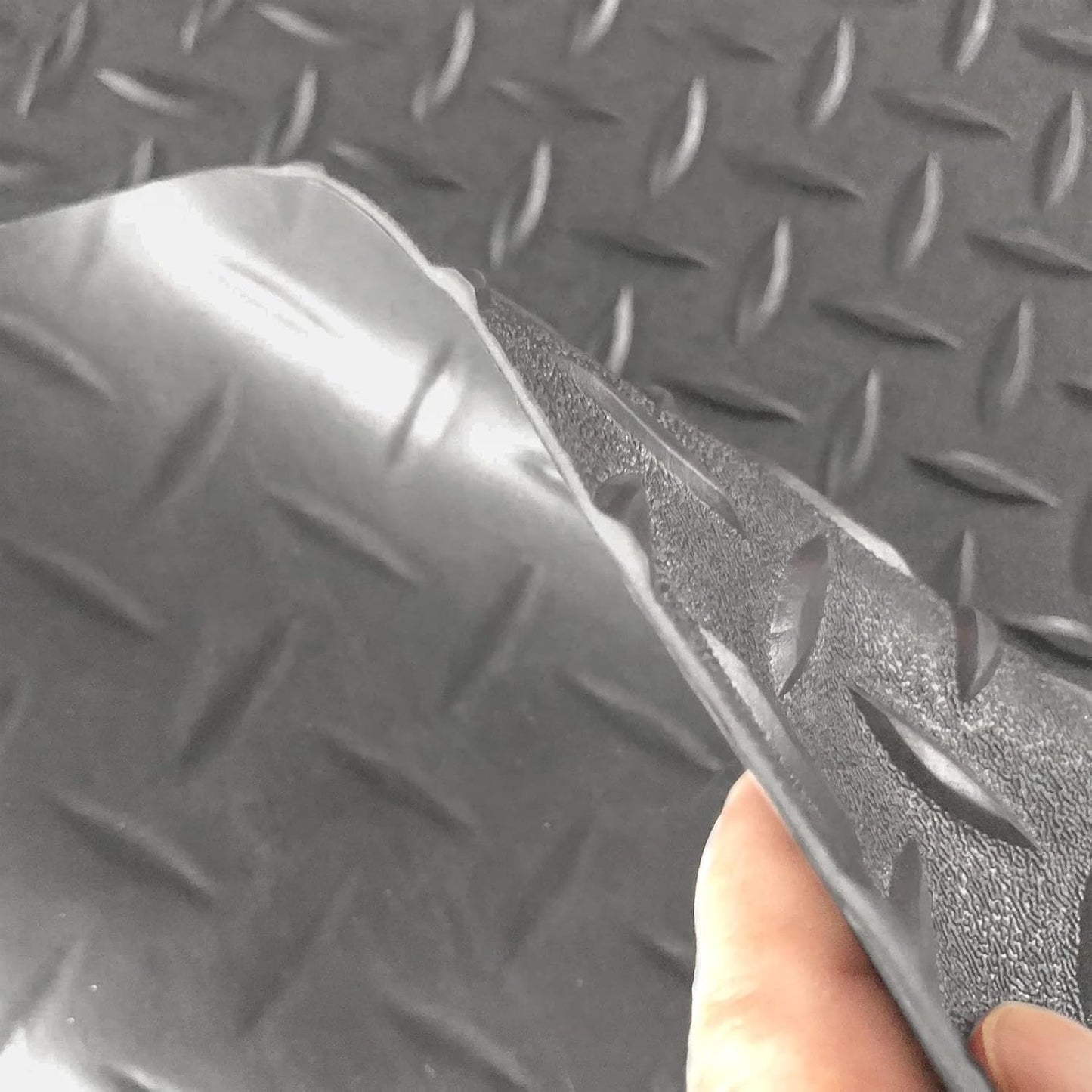 Boshen 5Ft x 12Ft Garage Floor Mat 2.5mm Thickened Rubber Flooring Roll 60sqft Diamond Plate PVC Rubber Trailer Mat Non-Slip Floor Protector Mat for Garage Warehouse Basement Trailer - Grey