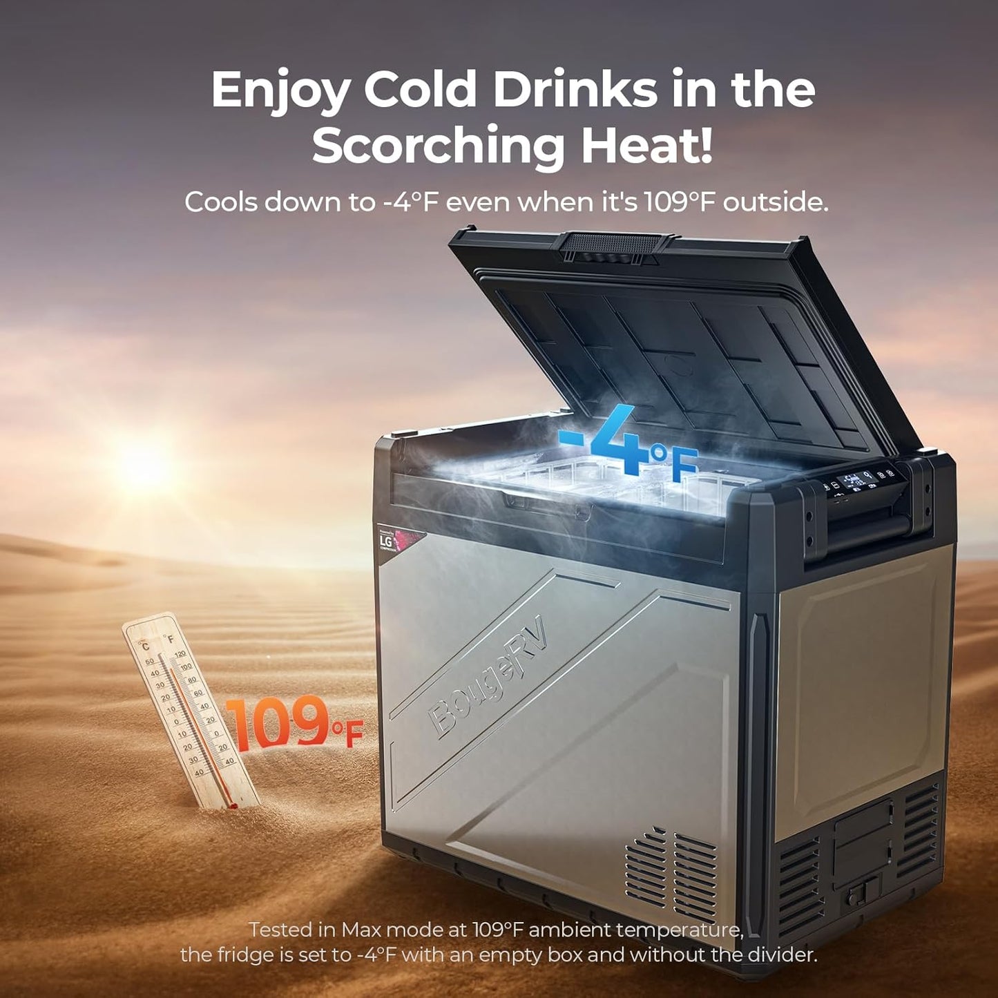 BougeRV 12 Volt Portable Refrigerator, 81 Quart Rocky V2.0 Dual Zone Car Fridge Freezer with LG Compressor, Compressor Cooler with App Control 12/24V DC, 110~240V AC for Camping, Travel, RV, Truck