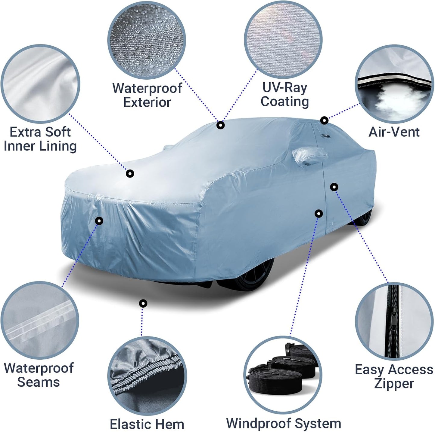 iCarCover Custom Car Cover for 1982-1990 Pontiac Trans AM, Waterproof All-Weather Rain Snow UV Sun Protector Full Exterior Weatherproof Indoor Outdoor Car Cover with Strap