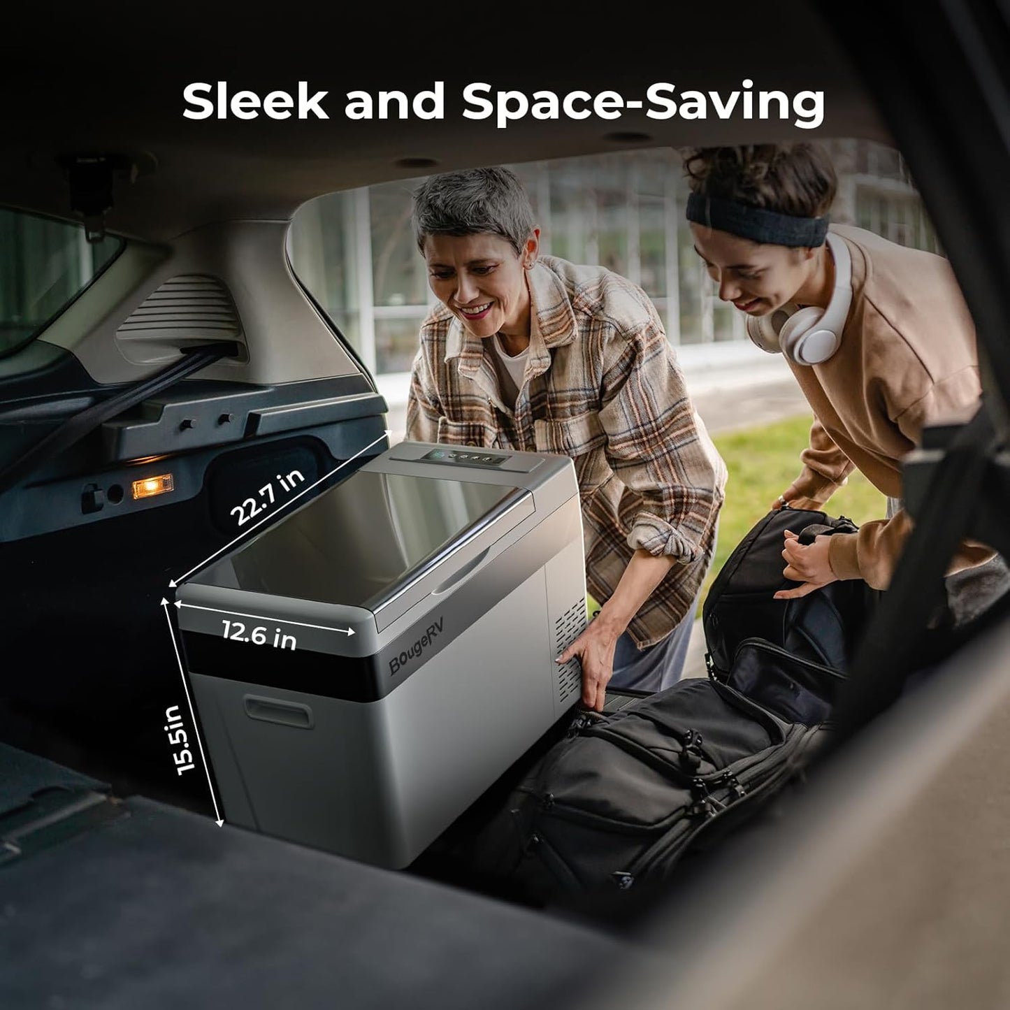 BougeRV 12 Volt Refrigerator 12V Car Fridge 30 Quart Portable Freezer Compressor Cooler -8℉~50℉ Compressor Freezer, 12/24V DC 110~240 Volt AC, for Truck RV SUV