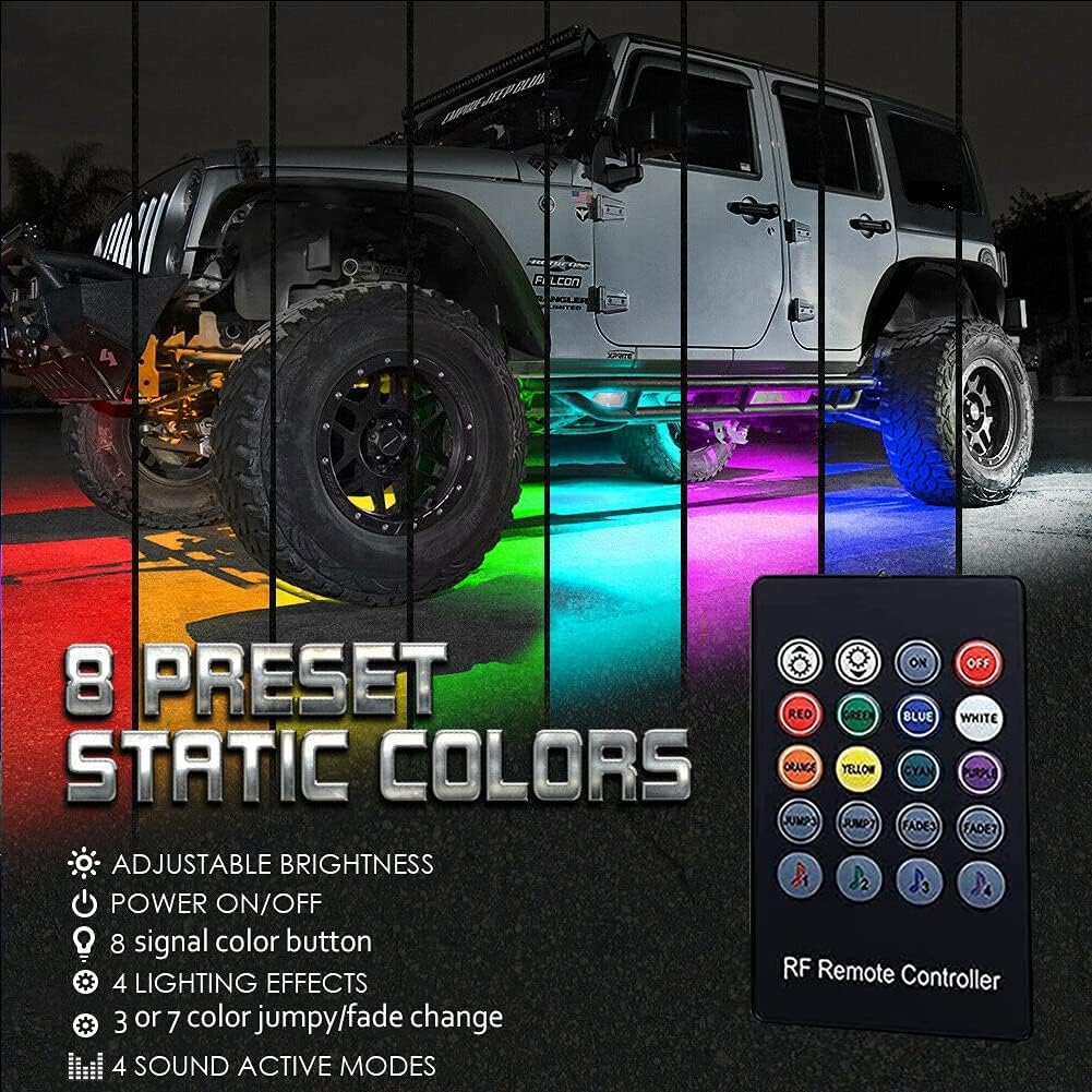 Exterior Car LED Strip Lights with App and RF Remote Control, 16 Million Colors Underglow Kit