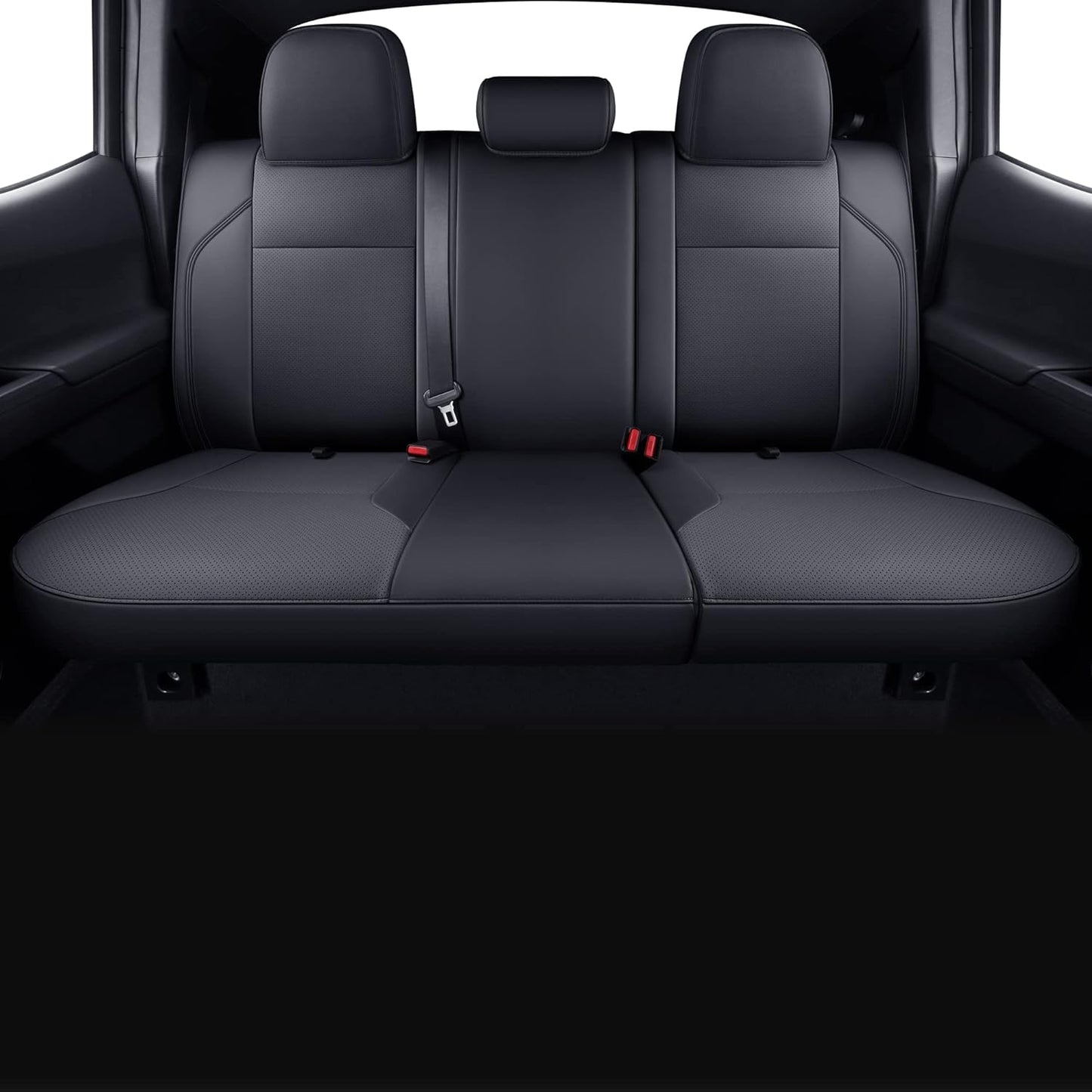 LUCKYMAN CLUB Tacoma Custom Fit Seat Covers for 2024 2025 Tacoma Crew Cab with Faux Leather (Black)