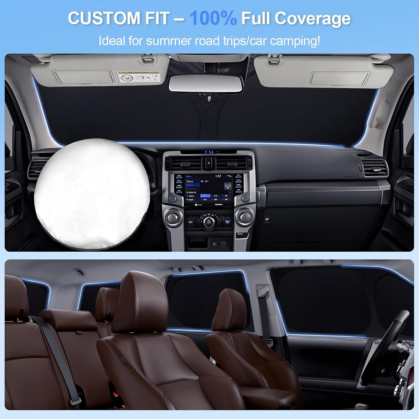 8pcs Car Window Shades for Grand Cherokee 22-25 Accessories,Windshield Side Rear Full Sunshade,Sun Visor UV Blocking, Privacy Protection for Camping Outdoor(Not for Cherokee L&Jeep Cherokee)