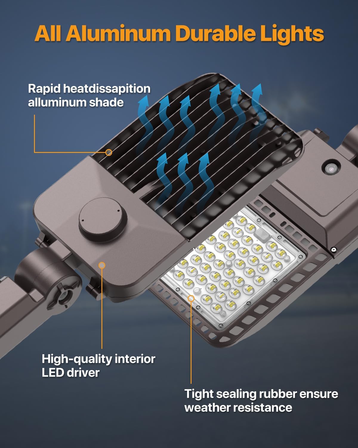 LED Parking Lot Lights 150W Slip Fitter Mount Outdoor Street Pole Light with Dusk-to-Dawn Photocell 5000K 100-277V IP65 Waterproof 3Pack Commercial Area Lighting for Parking Lot, Roadways