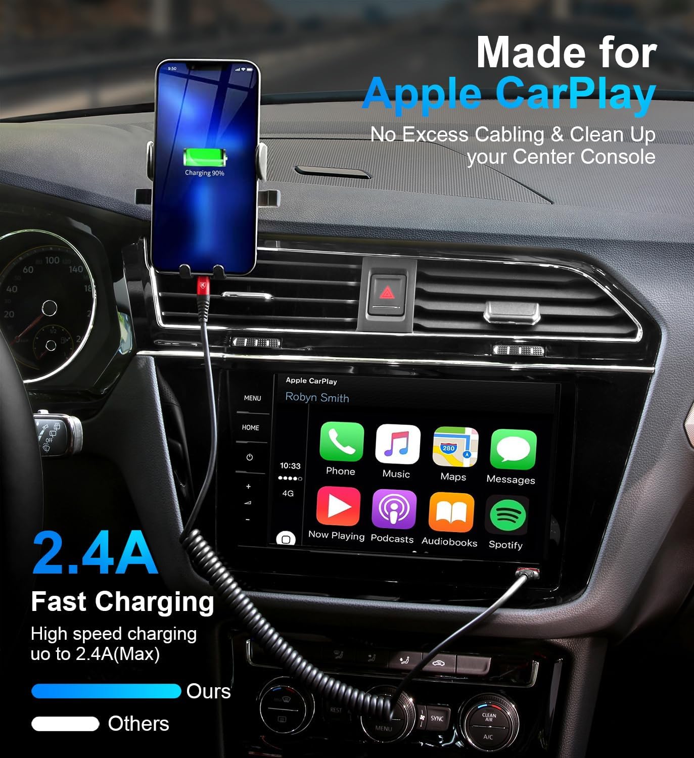 iPhone Charger Cable 6FT for Car, Coiled Lightning Cable [Apple MFi Certified] 2 Pack 6 Feet Lightning Cord Compatible with iPhone14 13/12/11 Pro Max/XS MAX/XR/XS/X/8/7/Plus/6S iPad/iPod - Red