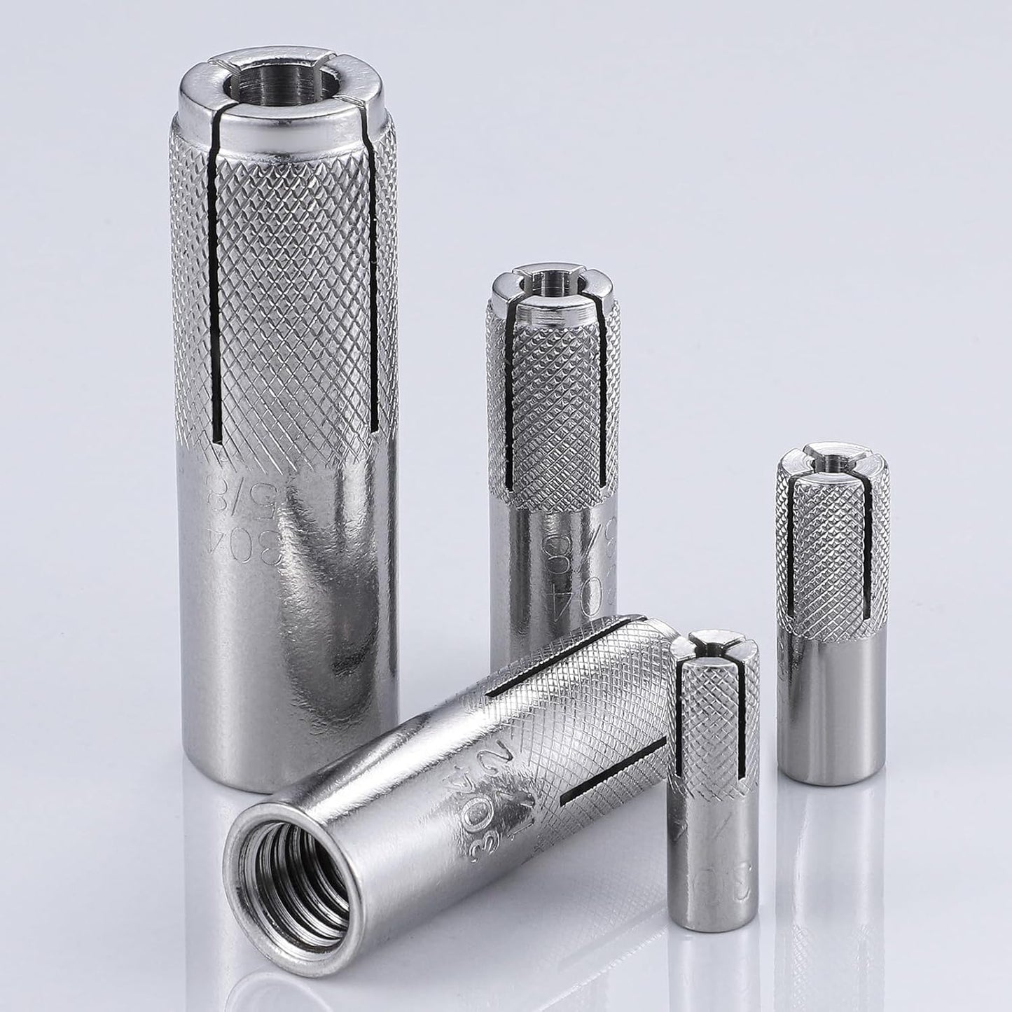Wensilon(100 pcs) 5/16"-18 Premium Stainless Steel Drop in Anchors Assortment, Knurled Drop-in-Anchor for Solid Concrete, Internal Forced Expansion Screw Bolts
