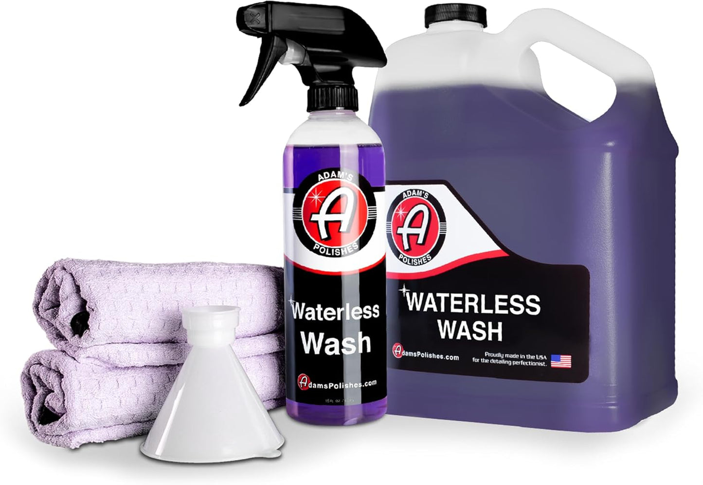 Adam's Polishes Waterless Car Wash Kit - Car Cleaning Supplies for Car Detailing | Safe Ultra Slick Lubricating Formula for Car, Boat, Motorcycle, RV | No Garden Hose, Wash Soap or Foam Cannon Needed