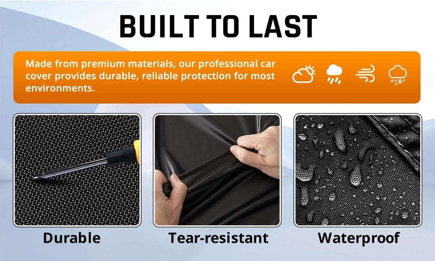 Full Exterior Covers for Waterproof Protection with Silver Stripe Design,SUV Car Covers for Automobiles Universal Fit Nissan Kicks, Subaru Crosstrek, Jeep Compass Liberty, Kia Soul Sportage