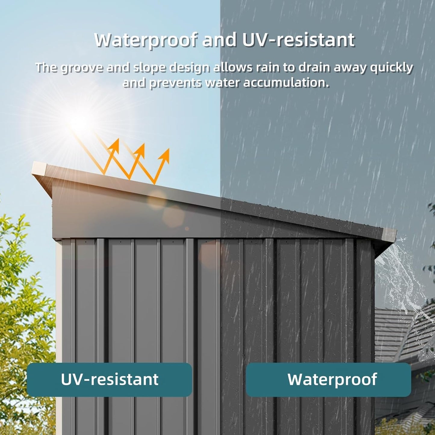 Bealife 5' x 3' Outdoor Storage Shed Clearance, Metal Outdoor Storage Cabinet with Single Lockable Door, Waterproof Tool Shed, Backyard Shed for Garden, Patio and Lawn(Grey)