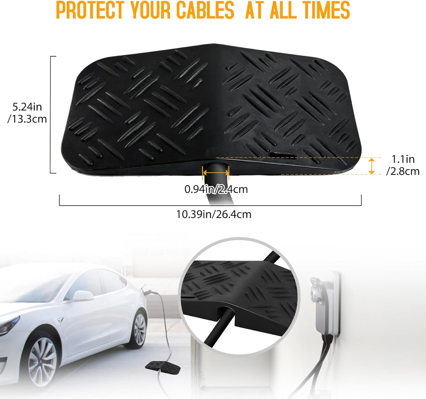 Ev Charger Cable Protector with Handle For Garage Door,Gap Minimizing Design Heavy Duty Soft Rubber Ev Charger Cord Protector Compatible for Tesla(Model 3/Y/X/S), J1772 Chargers,Prevents Damage