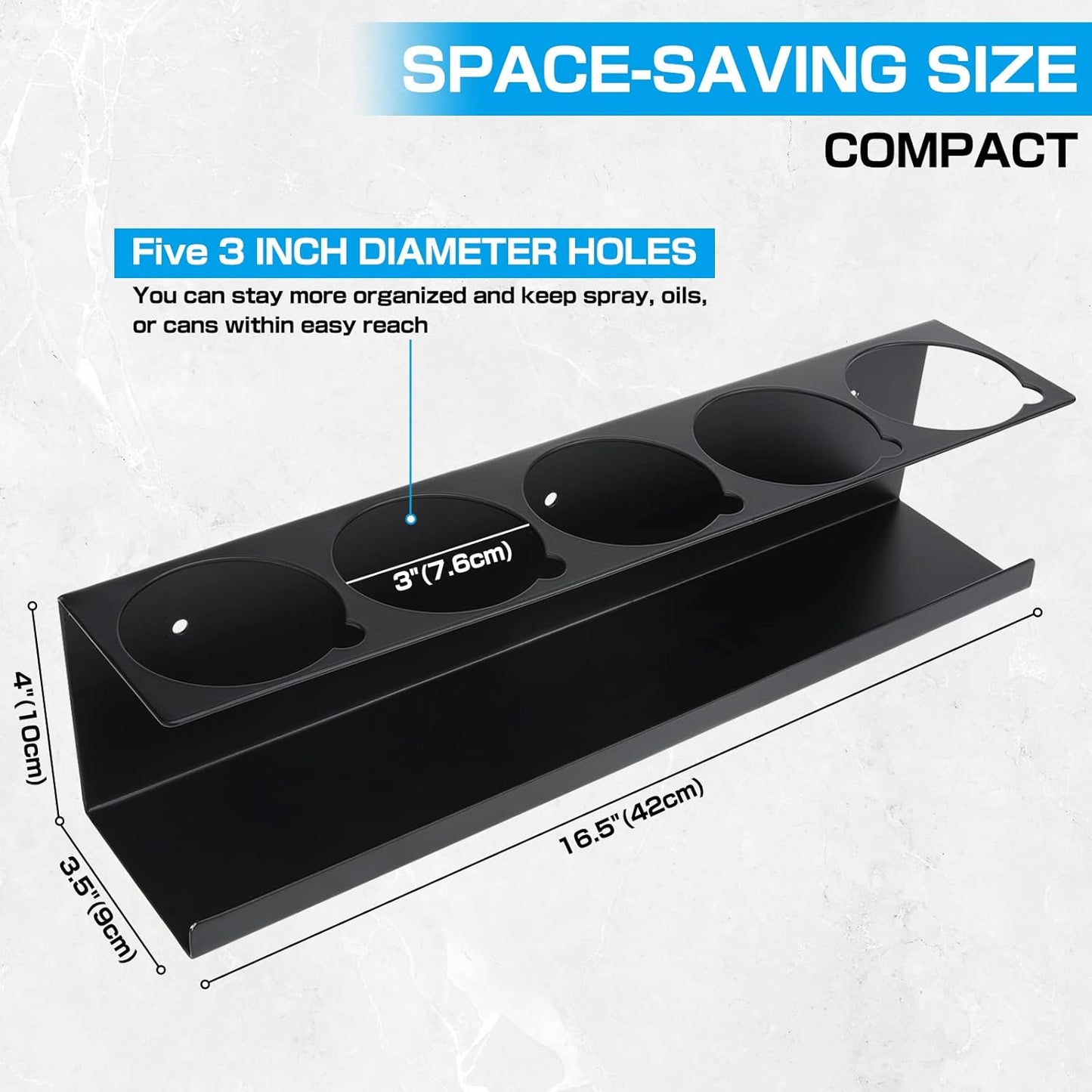 RealPlus Aerosol Spray Can Holder Rack Organizer, 5 Can Spray Bottle Holder Heavy-Duty Steel Wall Mounted for Garage and Workspace, Pack of 2