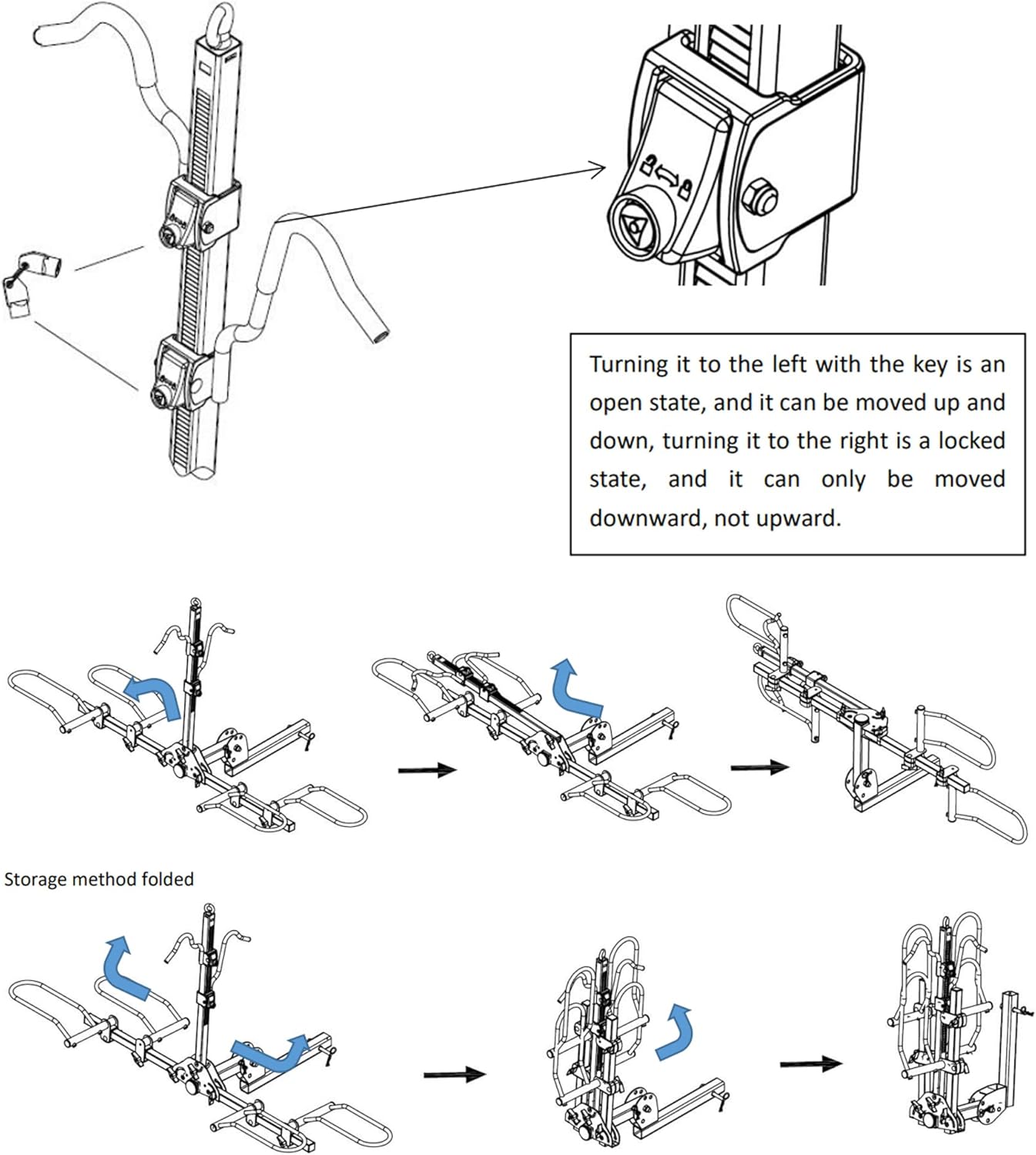 POLESTAR Hitch Mounted 2-Bike Rack, 200lbs Capacity Bike Rack Hitch with Lock, 2" Receiver Foldable Platform Mount for E-Bike, Up to 5" Fat Tire Bicycle and Standard, fit Car Trucks SUVs RVs Trailer