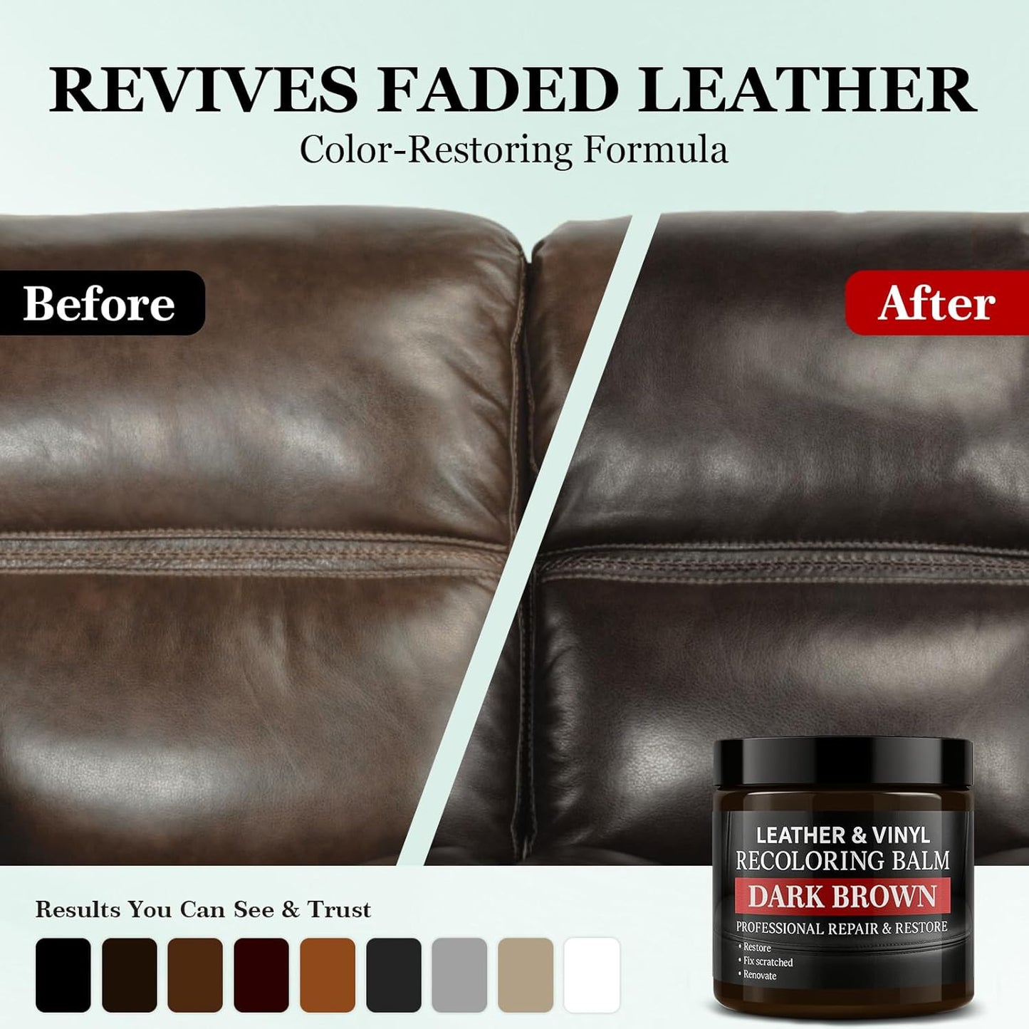 Leather Color Restorer, Leather Recoloring Balm, Scratch Remover, Leather Dye, Leather Paint with Leather Conditioner, Leather Repair Kit for Furniture Couches Car Seats Shoes, Beige