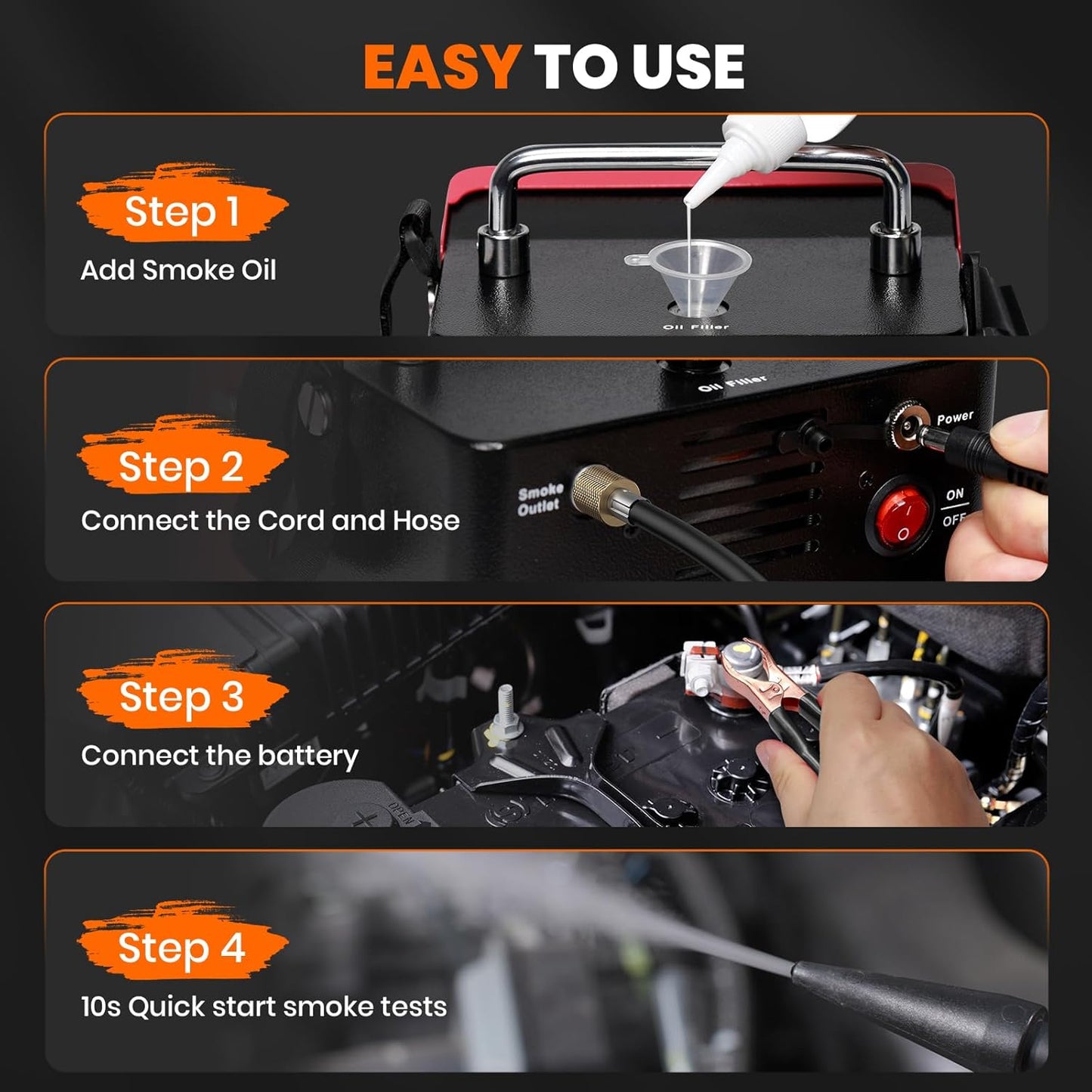 ANCEL L5000 Automotive Smoke Machine Leak Detector with Built-in Air Pump, Low/High Pressure Modes for EVAP Turbo & More, High-Precision LCD Screen, Adjustable Pressure Detects Micro to Major Leaks