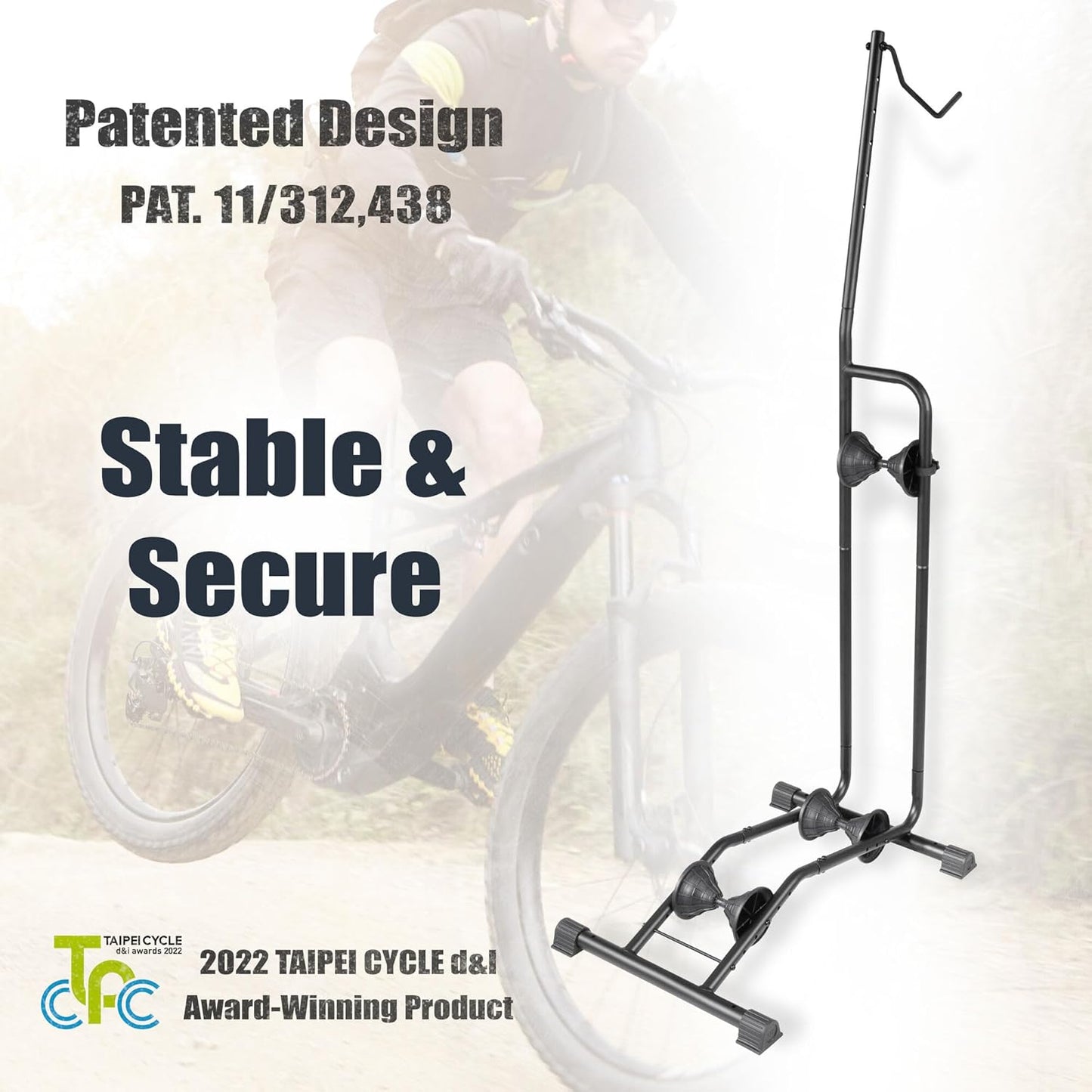 CyclingDeal Upright E Bike Fat Tire Bike Stand - Vertical & Horizontal Bike Rack Bicycle Storage Stand - Vertical E Bike Rack Garage - Fat Tire Bike Storage Rack - Holds Bikes up to 110 lbs