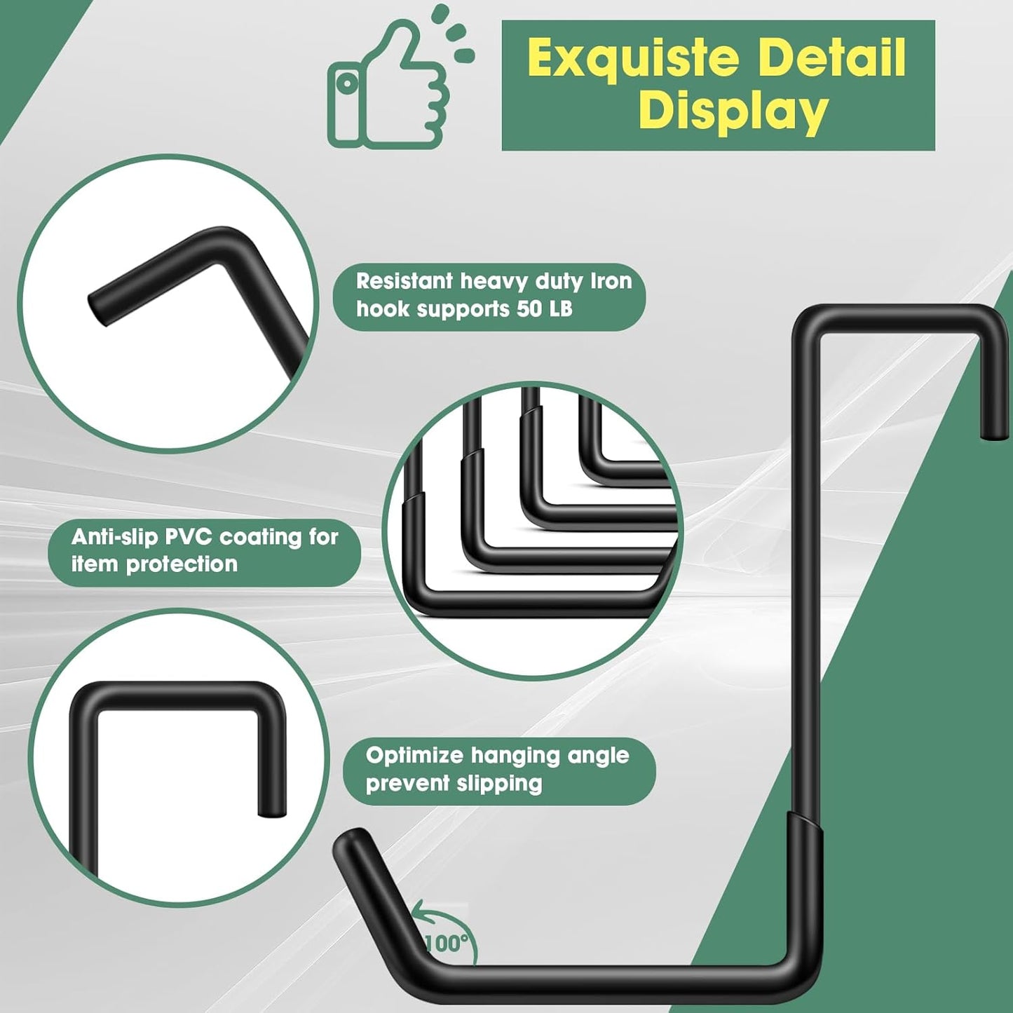 Bike Hooks for Garage 6 Pcs Ceiling Bike Hangers, Steel Metal Large Hook with Non Slip Coating, Storage Organizer Bicycle Hooks for Hanging Ladder Plants Chairs Sport Equipment (Black)