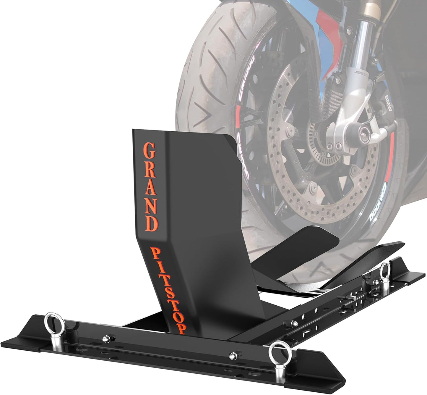 GRAND PITSTOP Universal Wheel Chock for Motorcycle Stand for Trailer Completely Adjustable Detachable Foldable Wheel Chock (Black)