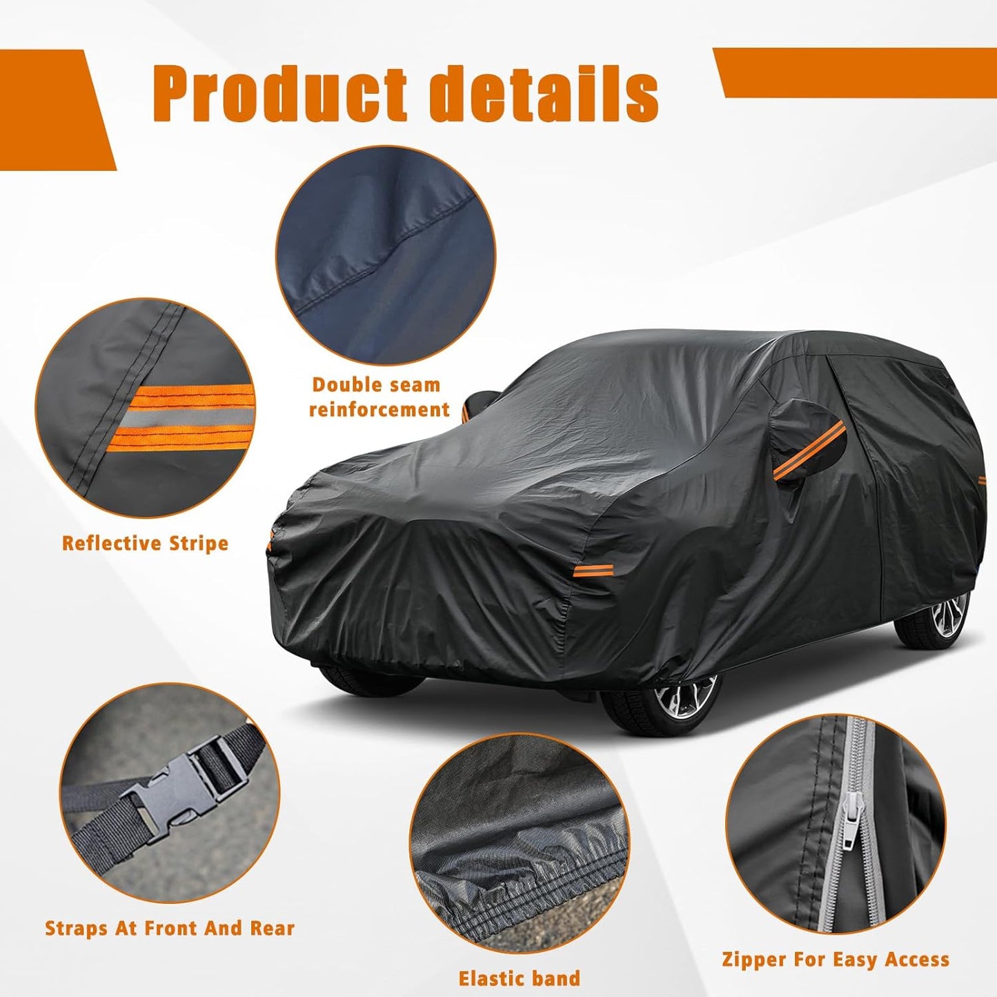 Kayme 7 Layers SUV Car Cover Custom Fit for Kia Sportage (1994-2025) Waterproof All Weather for Automobiles,Outdoor Full Cover Rain Sun UV Protection.Black