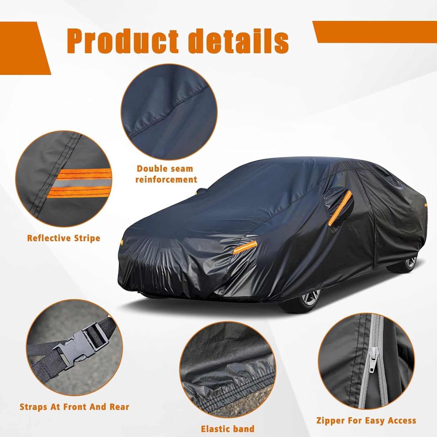 Kayme 7 Layers Car Cover Custom Fit for Nissan Altima (2002-2025) Waterproof All Weather for Automobiles, Outdoor Full Cover Rain Sun UV Protection.Black