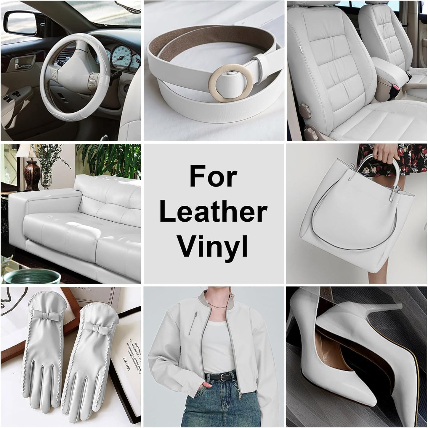 Leather Recoloring Balm, Leather Color Restorer Conditioner, Leather Restorer for Couches Paint, Leather Scratch Remover, Scratch Leather Faded Repair Kits for Vinyl Furniture (White, 75ML)