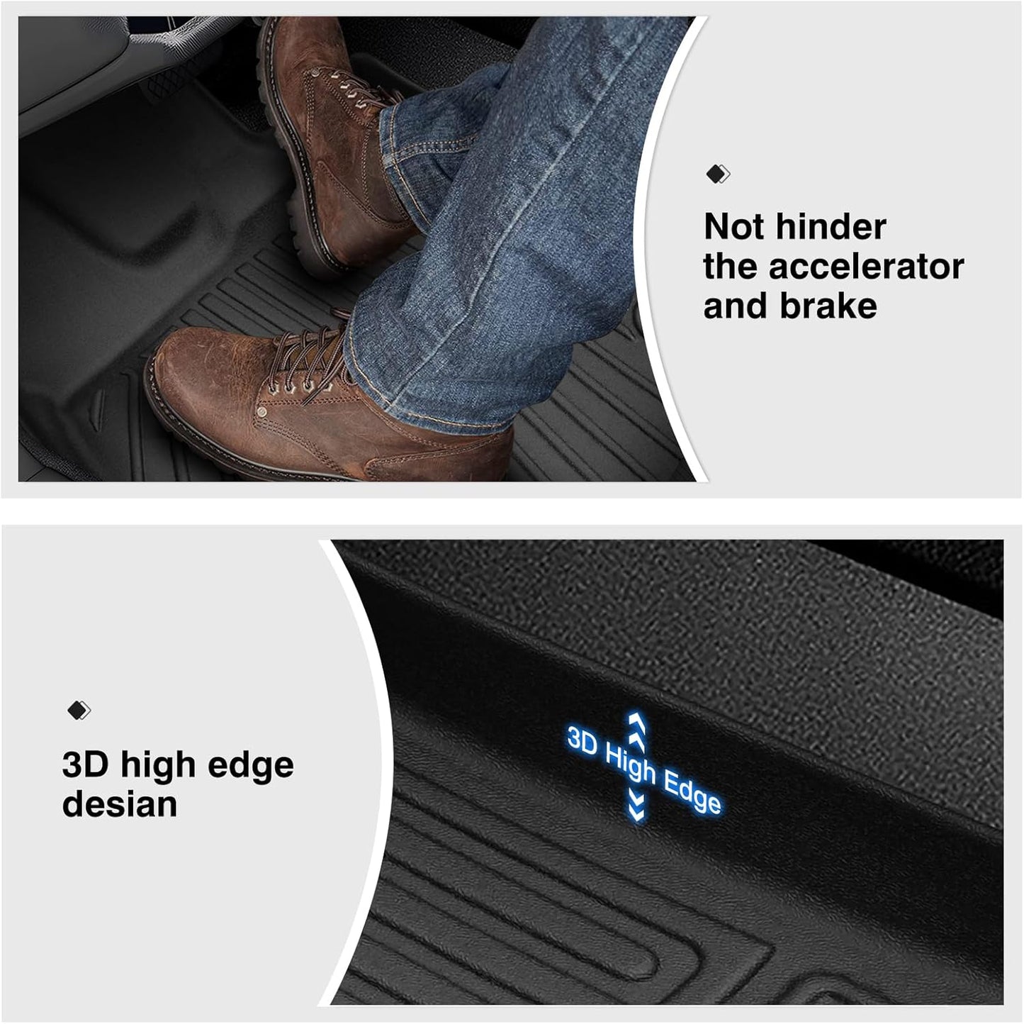 Powerty Floor Mats for 2022-2025 Honda Civic/2023-2025 Acura Integra Accessories All Weather Floor Liner 3D TPE 1st & 2nd Row Floor Mat Heavy-Duty Floor Liners