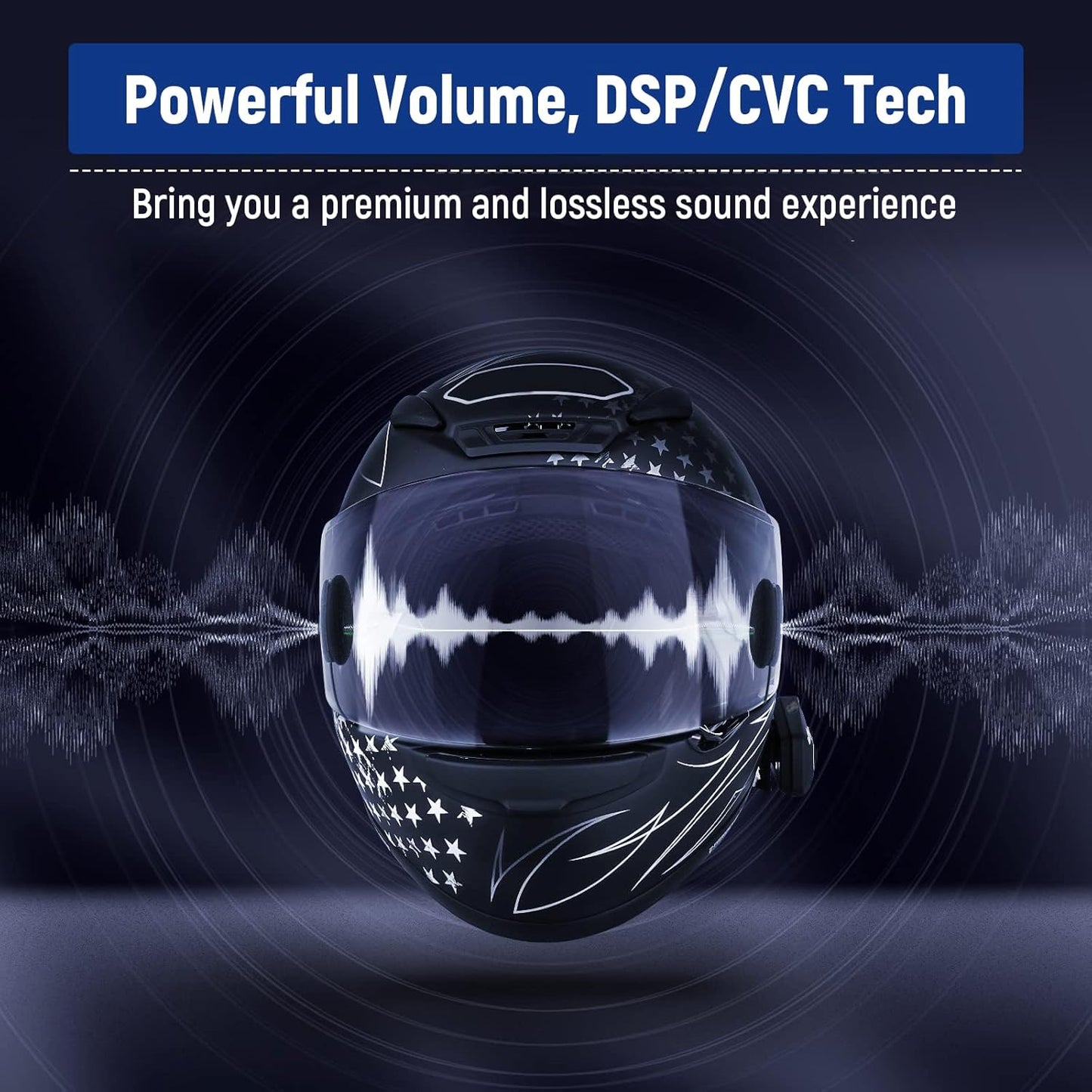 LEXIN B4FM Motorcycle Bluetooth Headset, 10 Riders Helmet Bluetooth Intercom, Universal IP67 Communication Systems with Music Sharing, Noise Cancellation, FM Radio, Fit for Snowmobile, 1 Pack