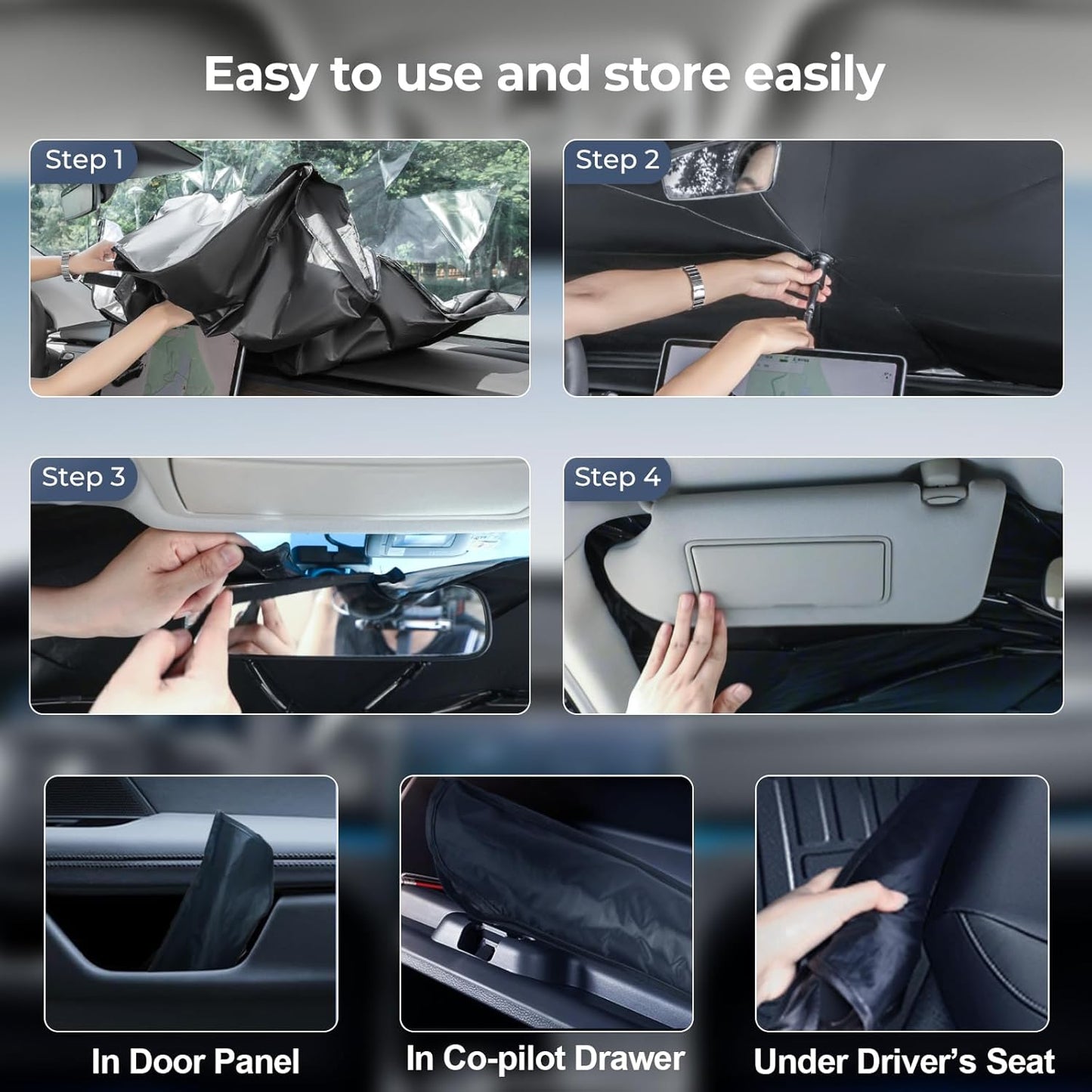 Windshield Sun Shade Umbrella: for Ford Explorer-2020-2024 2025 - Front Custom Car Window Shades for Explorer ST,SUV,XLT,Limited,Platinum,Sport- Foldable Sunshades Block UV Keep Cool
