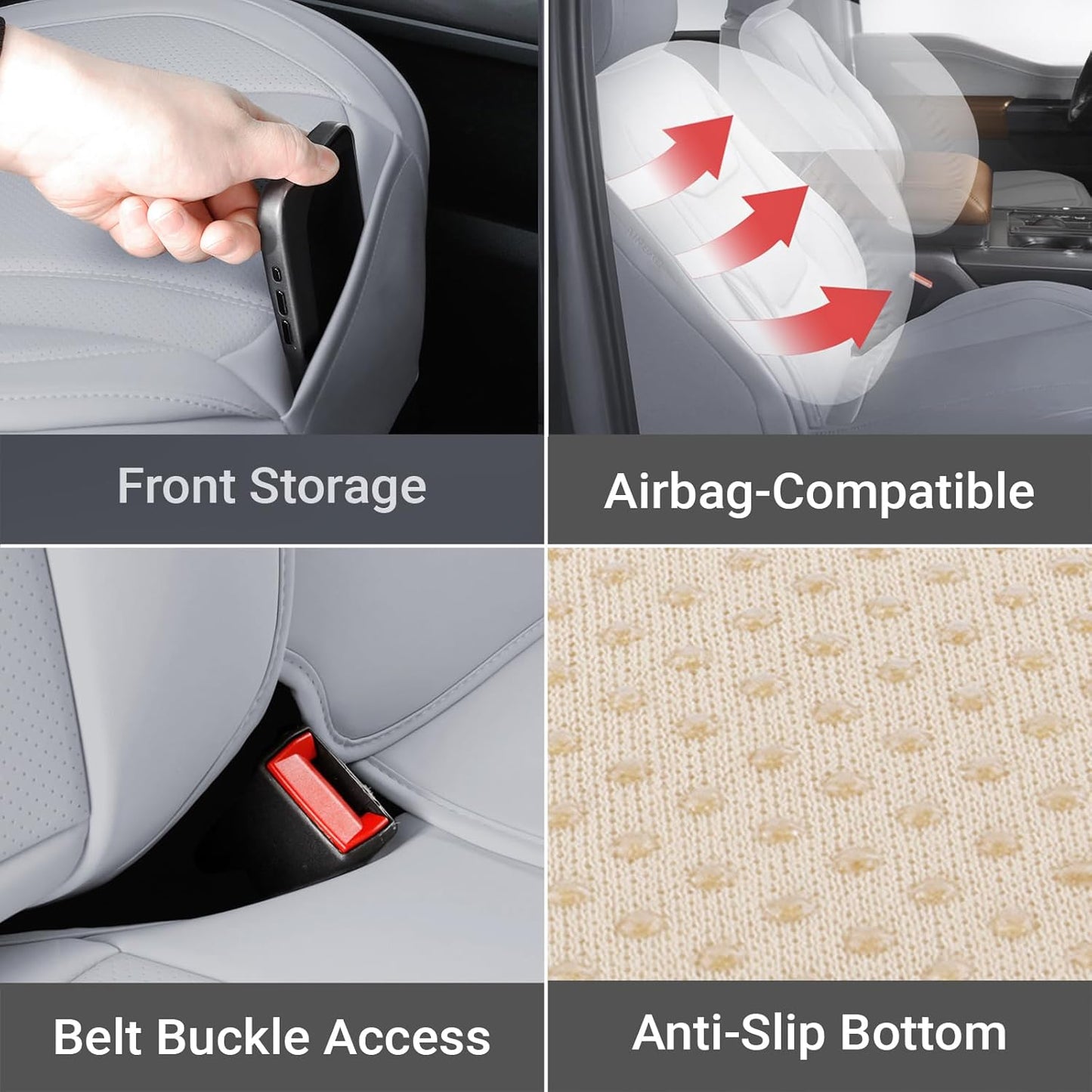 Coverland Custom Car Seat Covers Compatible with 2020-2025 Gladiator Crew Cab - Premium Leather Non-Slip Memory Foam Waterproof Custom Interior Protector Full Set-Gray [See Size Chart-Size X112]