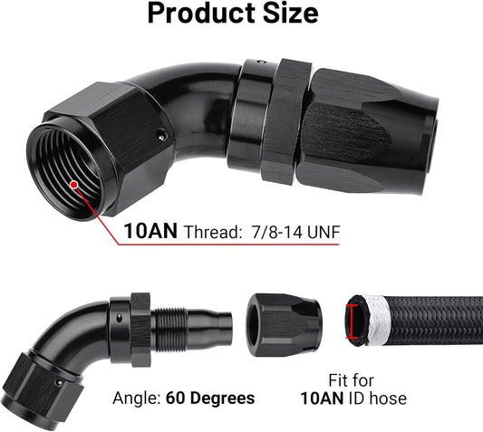 EVIL ENERGY 10AN 60 Degree One Piece Full Flow Hose End Fitting Swivel For CPE Braided Hose