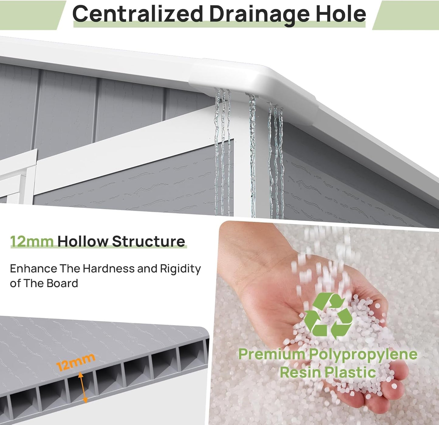 Outdoor Storage Sheds with Floor, 6x4.5 FT Resin Garden Shed with Lockable Door, Window, Waterproof, Plastic Tool Storage for Bike, Garbage Can, Grey White