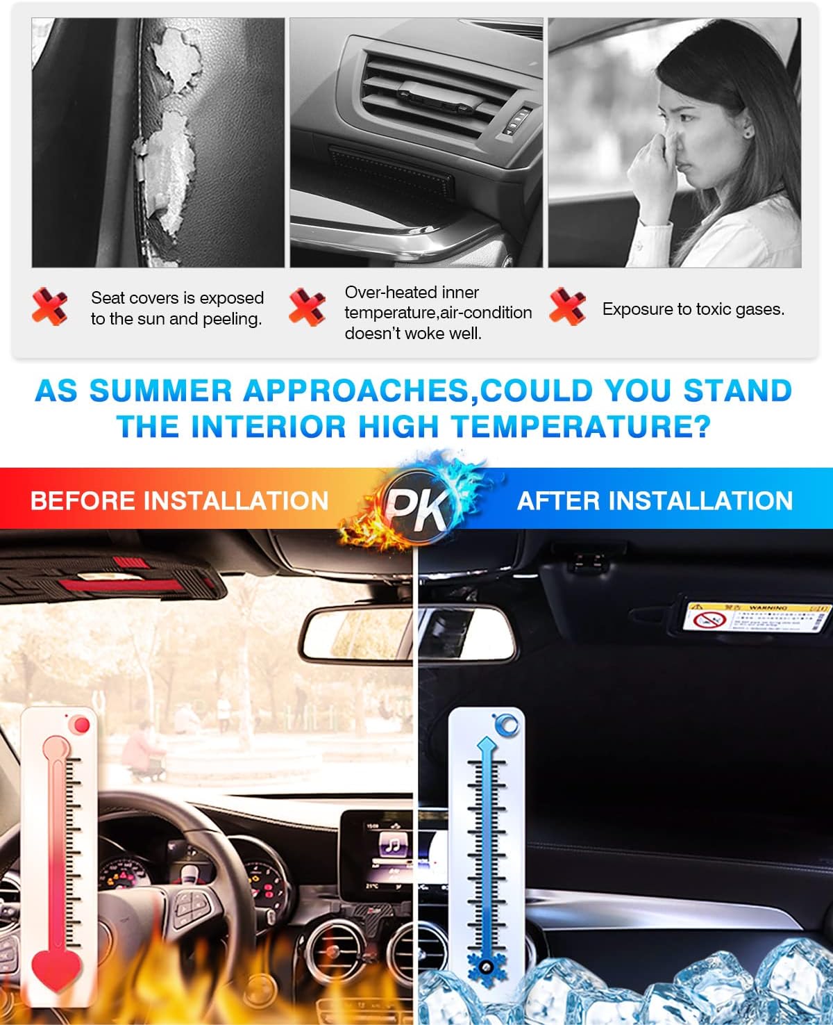 KUST Windshield Sun Shade for Ford E-Transit 2022 2023 2024 2025 2026 Window Shade Sun Visor Cover Foldable Blocks UV Rays Keep Car Cooler