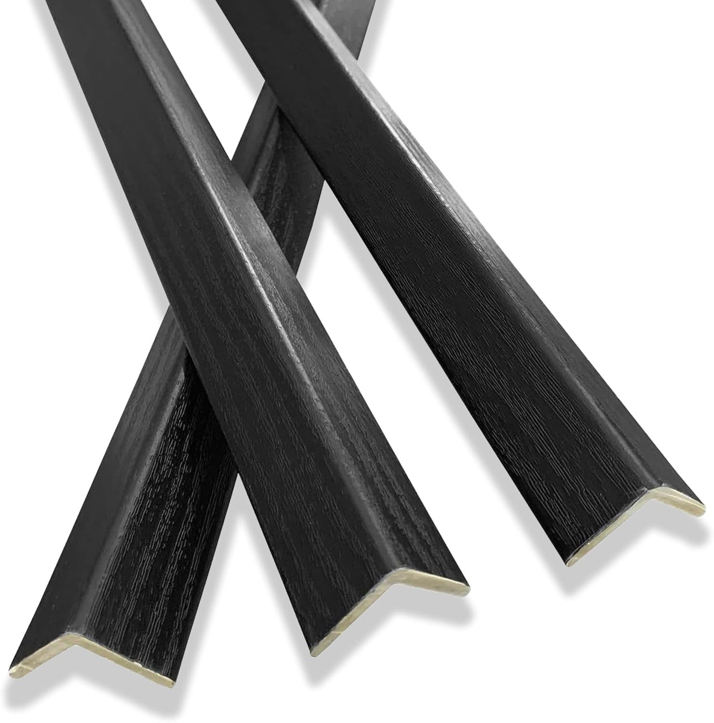 6 Pcs 49" Wall Corner Protector Trim, Black Wood Grain Edge Strip for Door and Window Frames Mirror Trim Backsplash Tile Edge (Black)