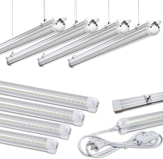 8Pack 4FT LED Shop Light Garage Lights,50W 6000K 7500LM White Light,Hanging/Surface Mount,T8 4FT Tube Lamp for Warehouse Workshop Basement,Linkable LED Shop Lights,Plug and Play
