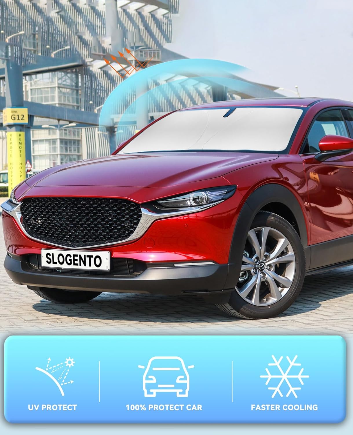 Sun Shade for CX-30 CX30 Windshield Sunshades for 2019 2020-2024 2025 2026 Mazda CX-30 CX30 SUV Windshield Cover Front Window Shields Protector Sun Visor Blocks UV Rays Car Interior Accessories