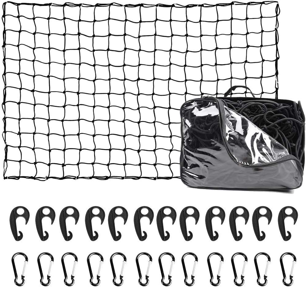 XCAR 64"x 39"x 4" Universal Roof Rack Basket Black with 3' x 4' Cargo Net and Rooftop Cargo Carrier Bag 15 Cubic ft - Car Top Luggage Storage Holder Baskets for SUV Truck Vehicle