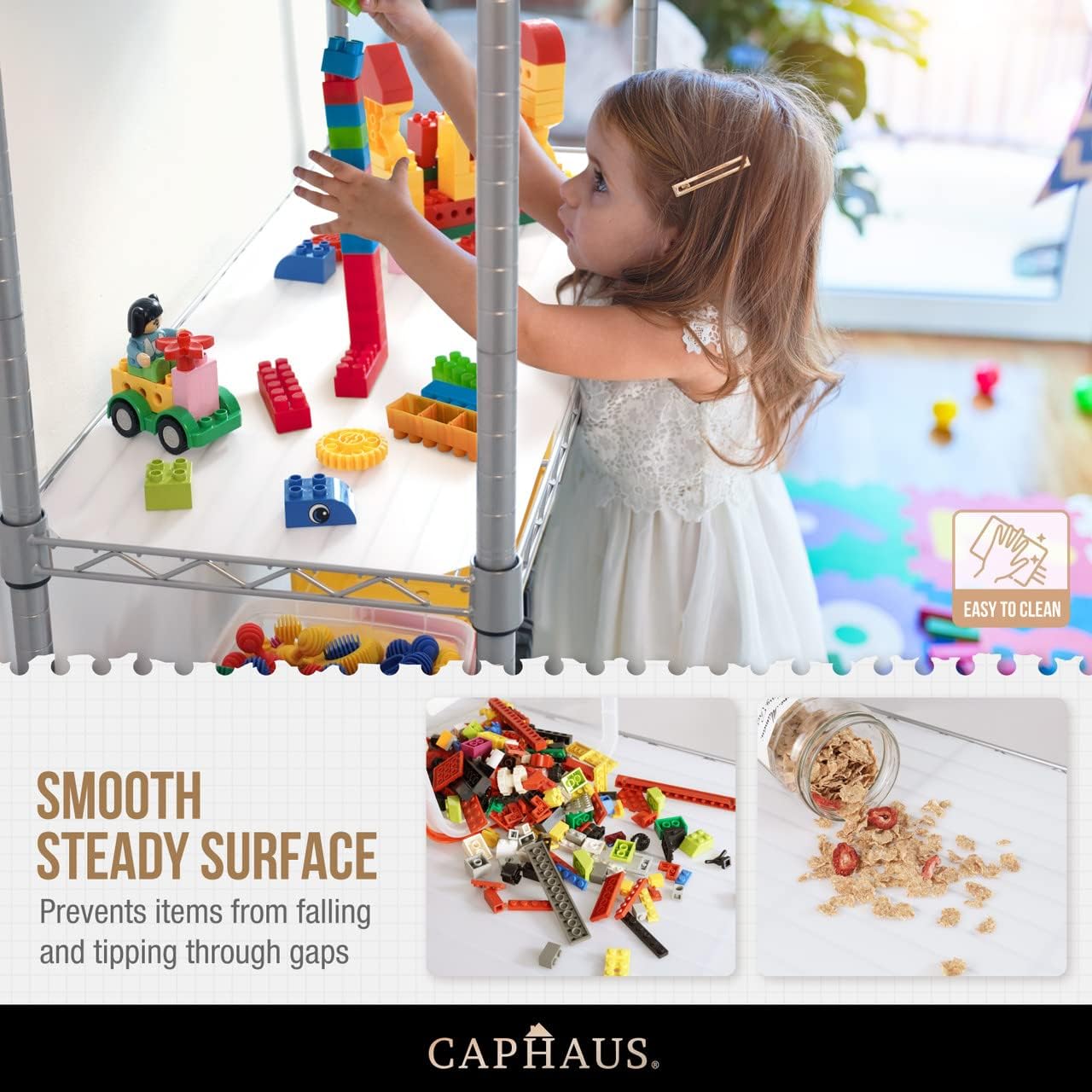 CAPHAUS NSF Adjustable Height Wire Shelving Unit w/Liner, Basement Storage Shelving, Metal Steel Storage Shelves, Garage Shelving Storage Organizer, Utility Shelf, 5-Tier W/Wheels W/Liners, Black