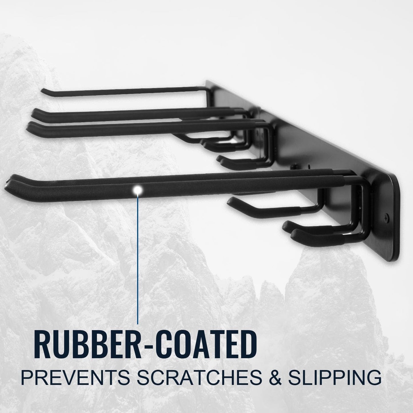 Wall Mount Ski Storage Rack,Garage Snowboard Storage Organizer 8 Pairs Metal Hooks Indoor Outdoor System Organization