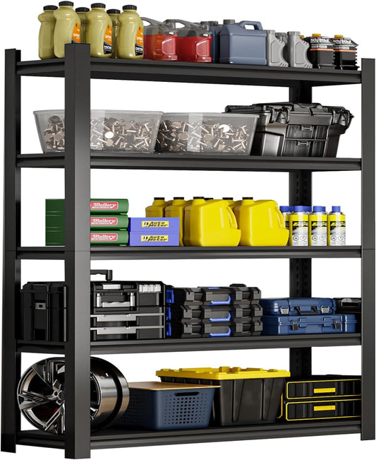 72''H Garage Shelving Heavy Duty, 2800LBS Storage Shelves, 5-Tier Adjustable Metal Shelve Storage Shelf Rack, Industrial Shelving Unit for Garage, Warehouse, Basement (47" W x 19.7" D x 72" H)