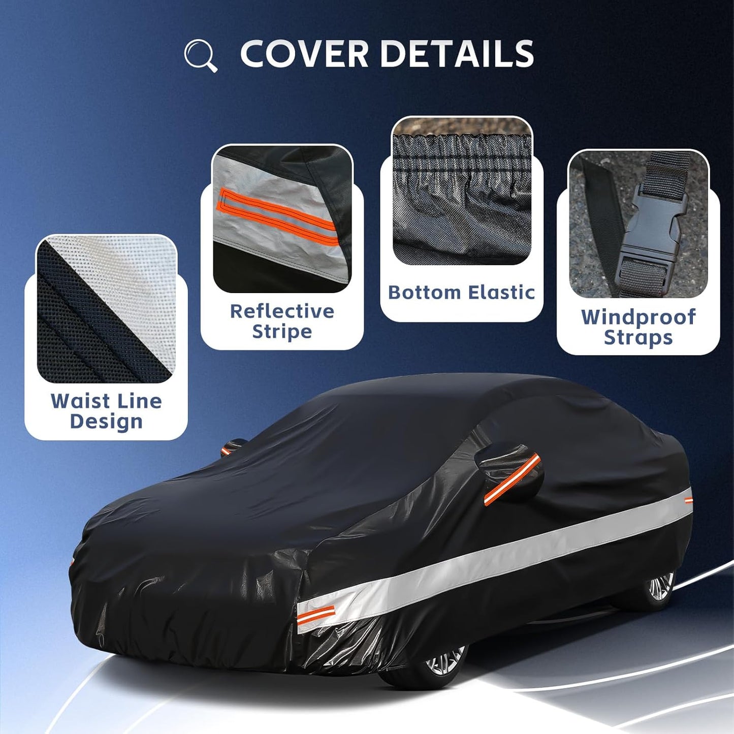 10 Layers Car Cover Custom Fit for Honda Accord (2001-2024),Waterproof All Weather for Automobiles, Outdoor Full Cover Sun UV Rain Protection with Cotton.Black