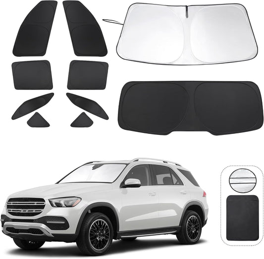 TINGLU Window Shades for Mercedes Benz GLE 350 450 2020-2024 Accessories Car Side Full Windows Rear Triangular Windshield Sun Shade Sun UV Rays & Privacy Protection for Camping Napping Relaxing 10PCS