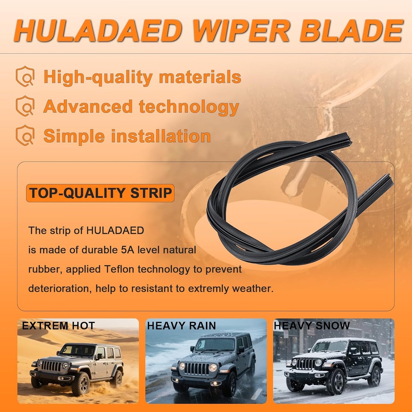 HULADAED® 24'' 21'' 12'' Windshield Wipers Replacement for Buick Enclave 2017 2016 2015 2014 2013 2012,Silicone Front Rear Wiper blades for MY Car-All Weather & Quiet(3 PACK)