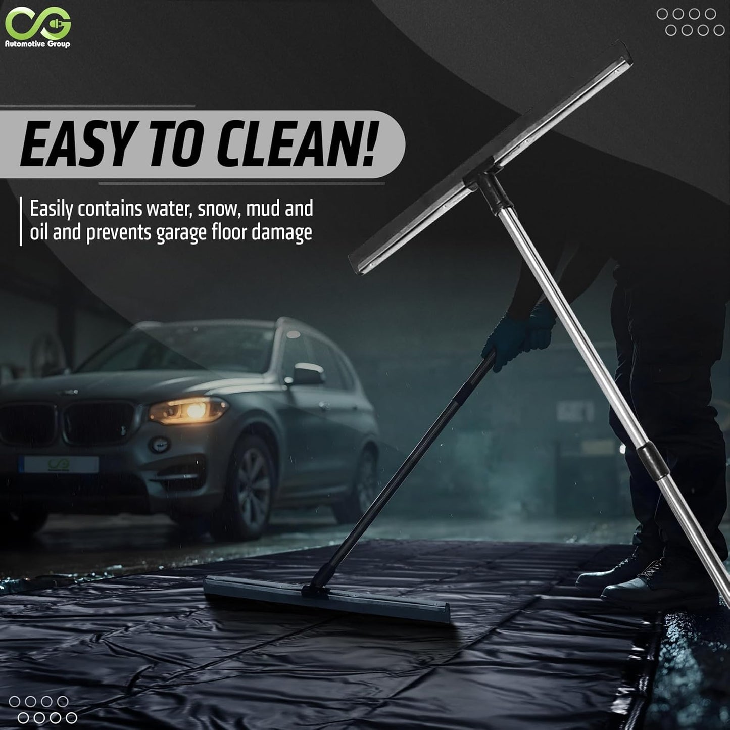 CG Automotive Group Garage Floor Mat, 7'9"x16', Black, Garage Containment Mat for Floor Under Car, Waterproof, Heavy Duty